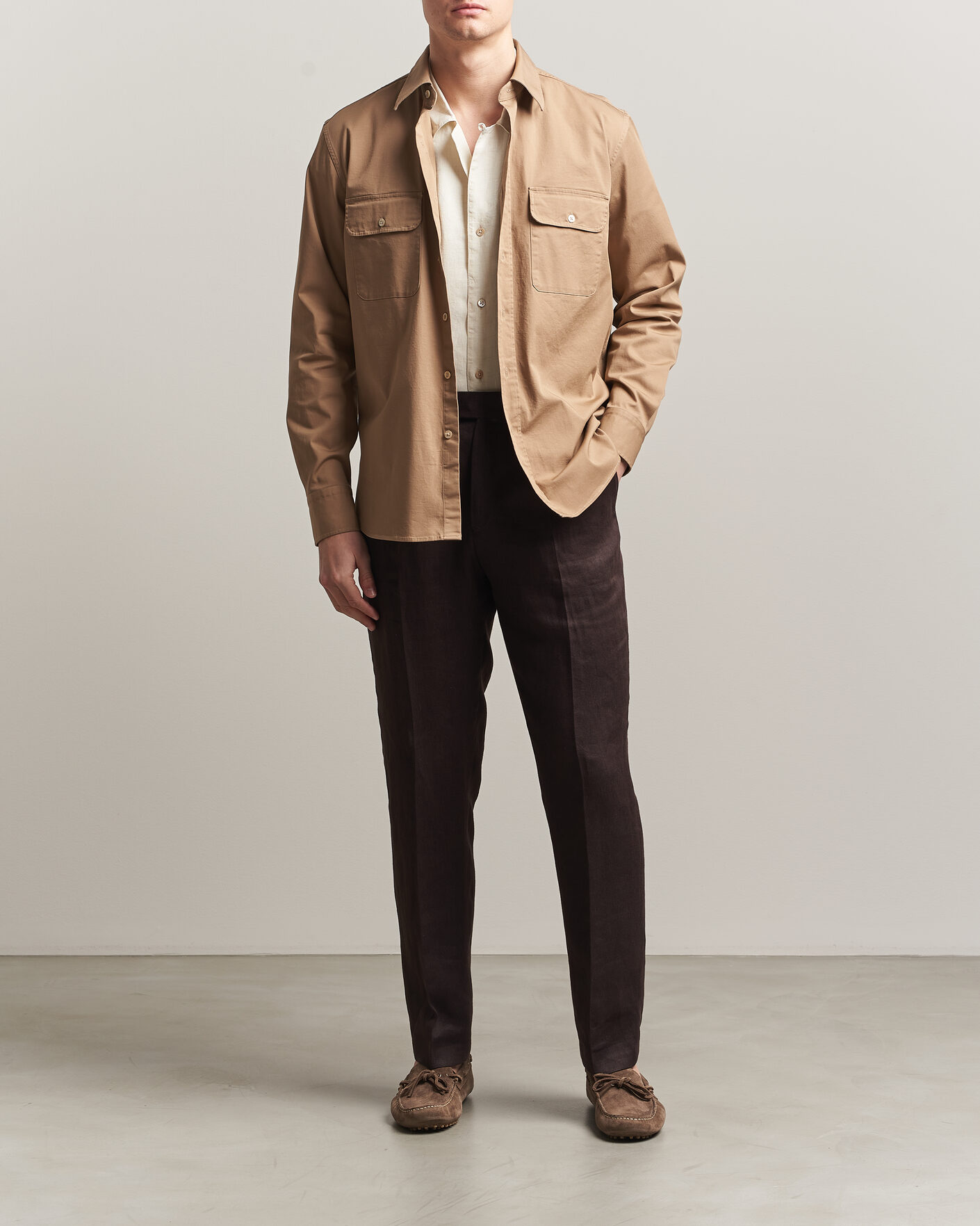 Uomini | Camicie | Grigio | Illinois Cotton Overshirt Khaki