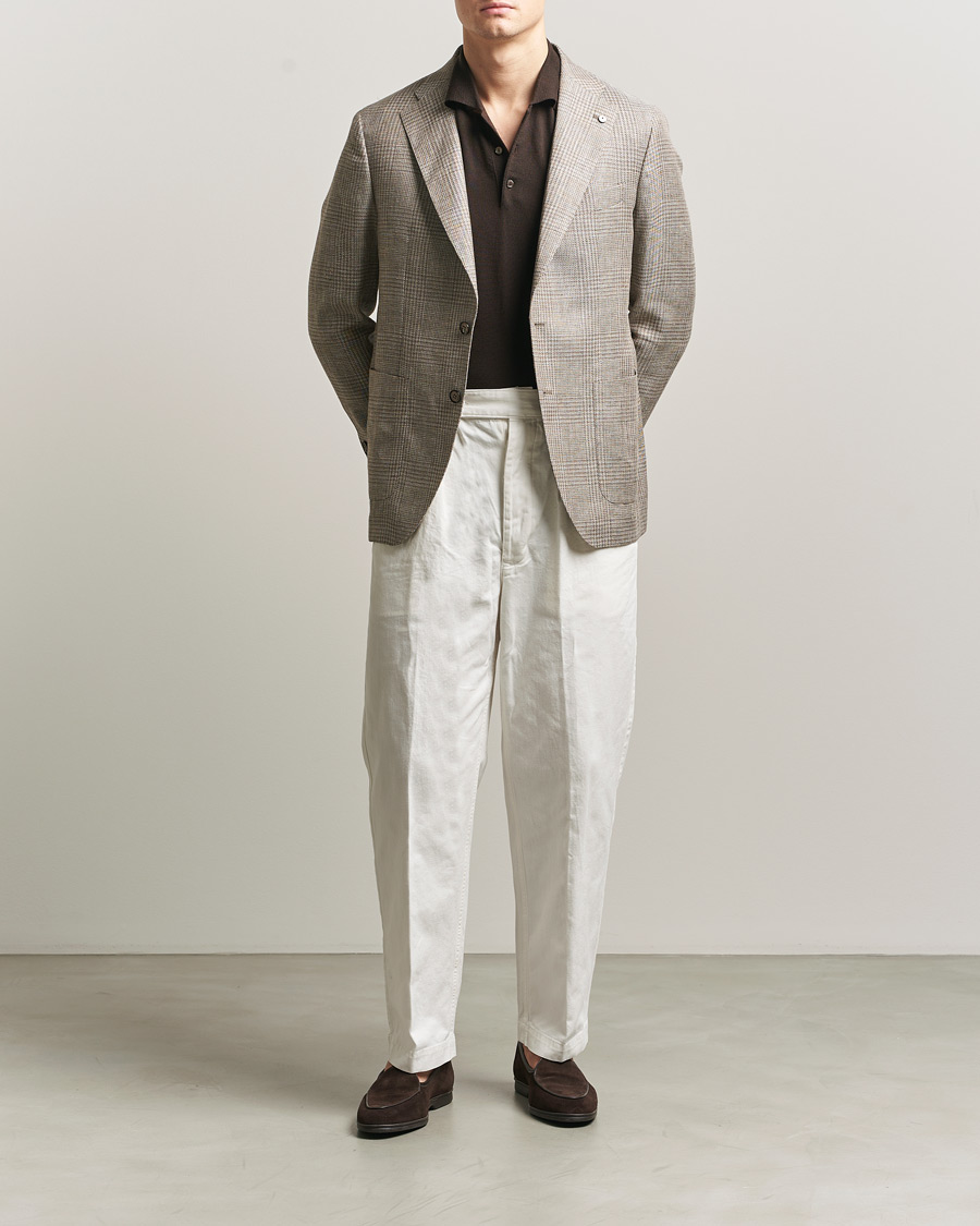 Uomini | Blazers | L.B.M. 1911 | Jack Regular Fit Linen/Wool Checked Blazer Taupe