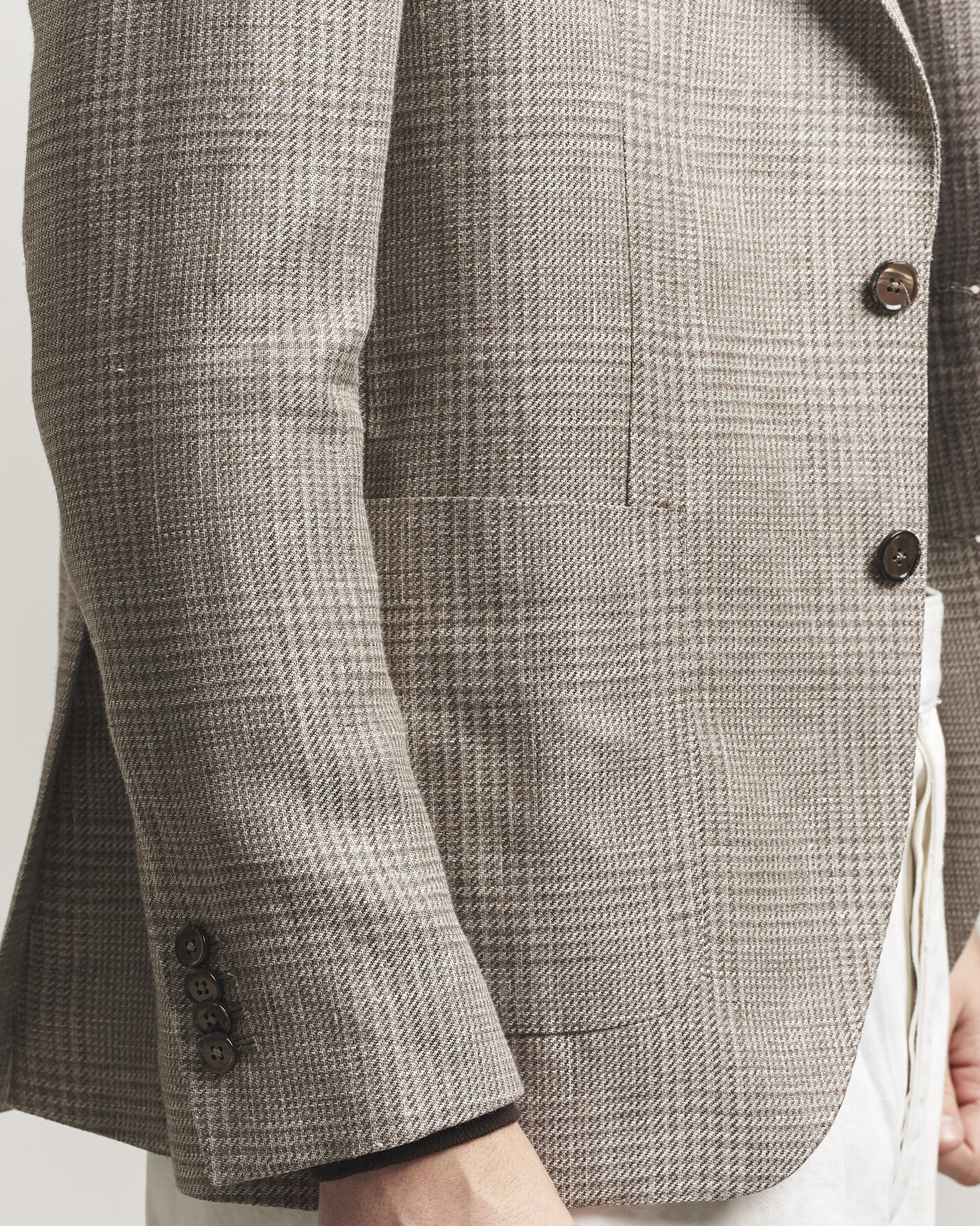 Uomini | Blazers | L.B.M. 1911 | Jack Regular Fit Linen/Wool Checked Blazer Taupe