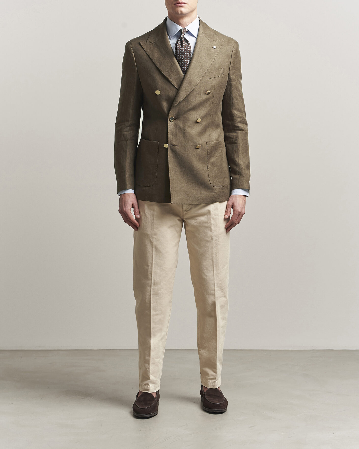 Uomini | Blazers | L.B.M. 1911 | Tom Regular DB Linen Blazer Olive