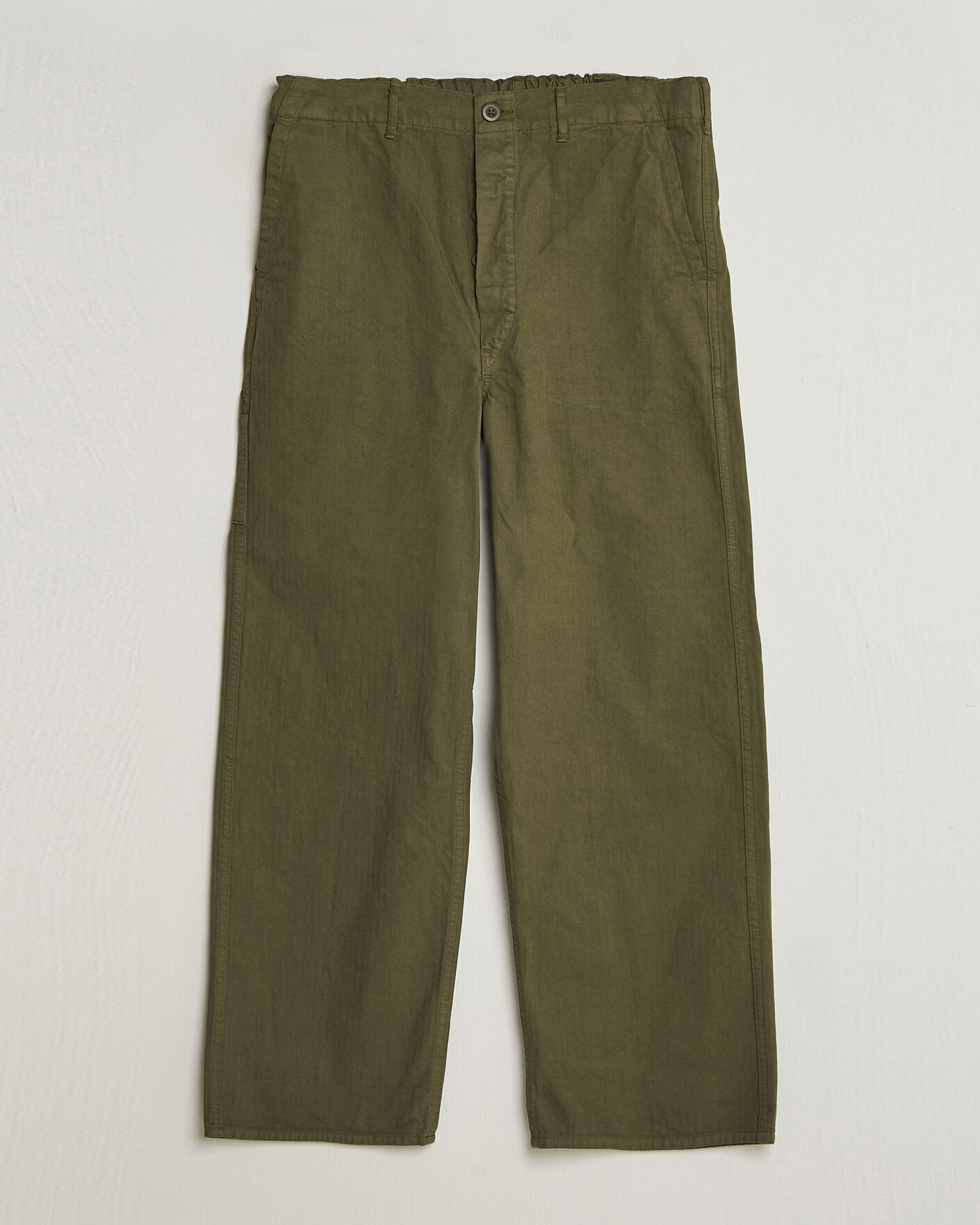 Uomini | Pantaloni | orSlow | Wide Fit French Work Pants Army Green