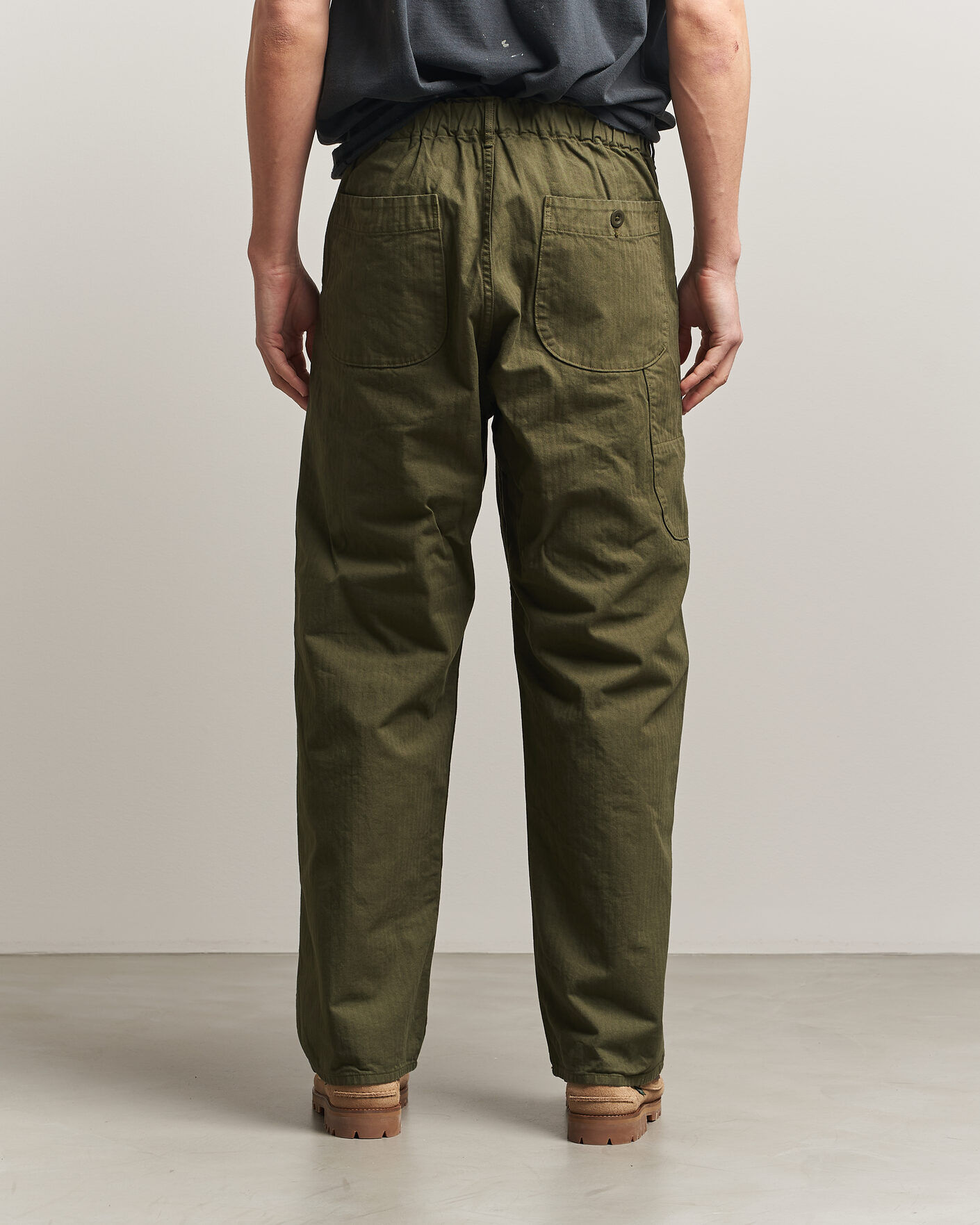 Uomini | Pantaloni | orSlow | Wide Fit French Work Pants Army Green