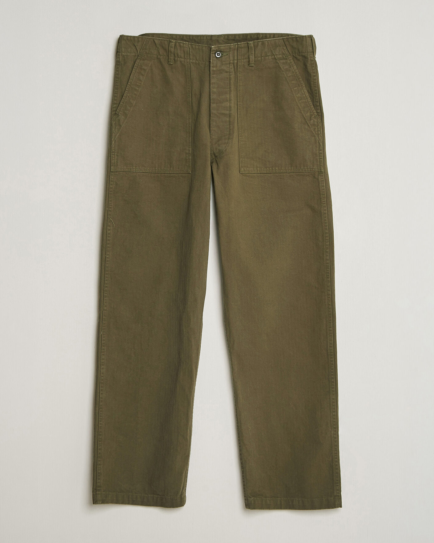 Uomini | Pantaloni | orSlow | Vintage Fit Herringbone Fatigue Pants Army Green