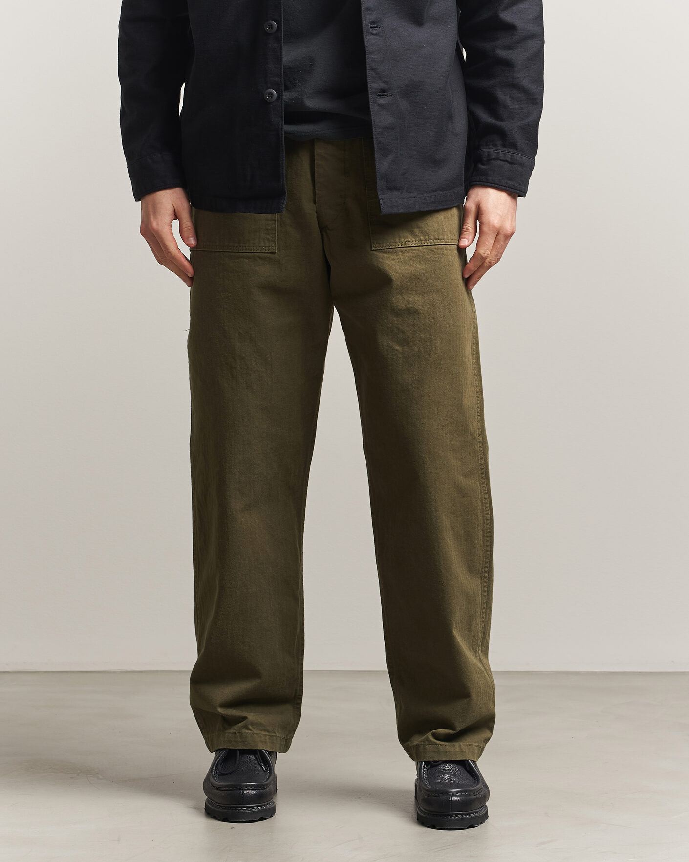 Uomini | Pantaloni | orSlow | Vintage Fit Herringbone Fatigue Pants Army Green
