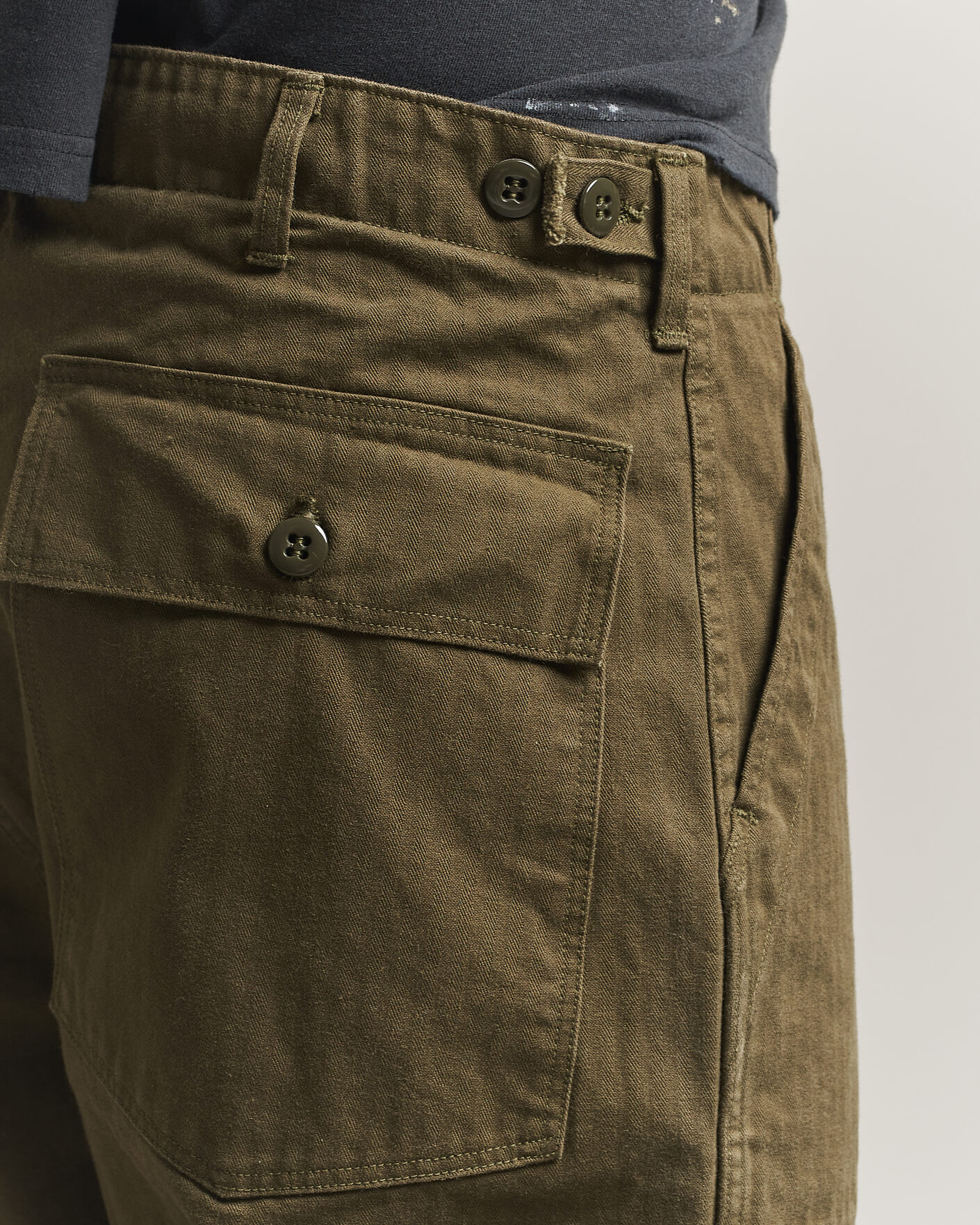 Uomini | Pantaloni | orSlow | Vintage Fit Herringbone Fatigue Pants Army Green