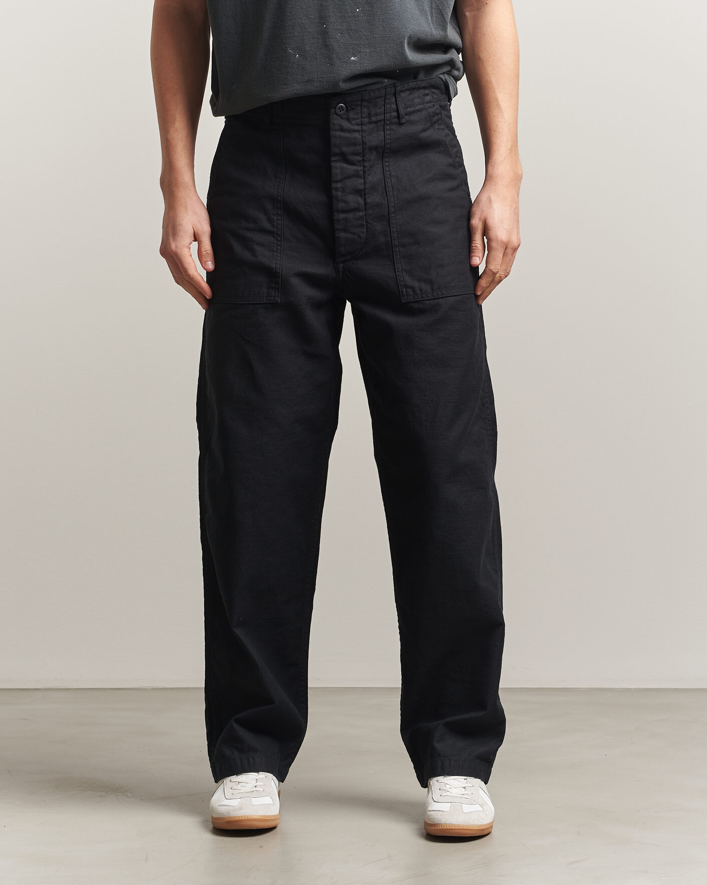 Uomini | Pantaloni | orSlow | Regular Fit Original Sateen Fatigue Pants Black