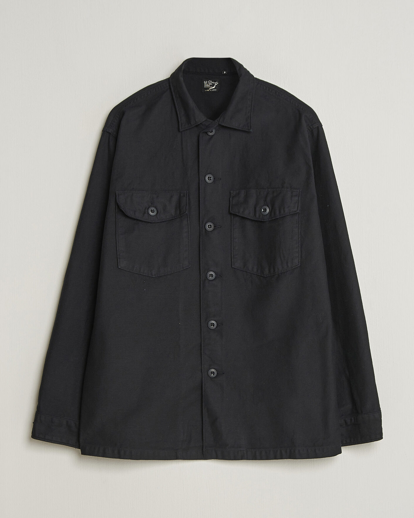 Uomini | Camicie | orSlow | Cotton Sateen US Army Overshirt Black