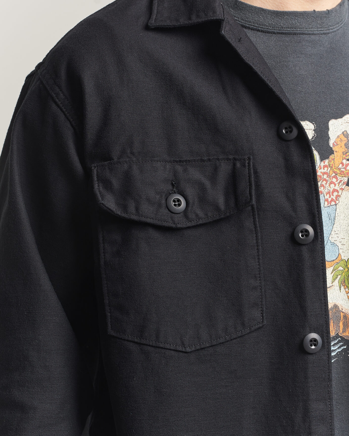 Uomini | Camicie | orSlow | Cotton Sateen US Army Overshirt Black