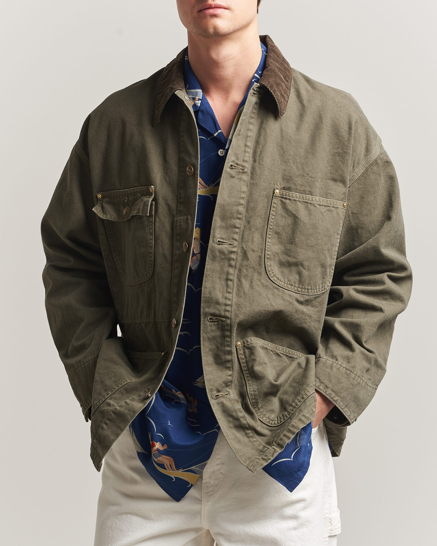 Uomini | Giacche | orSlow | Oxford Coverall Chore Jacket Army Green