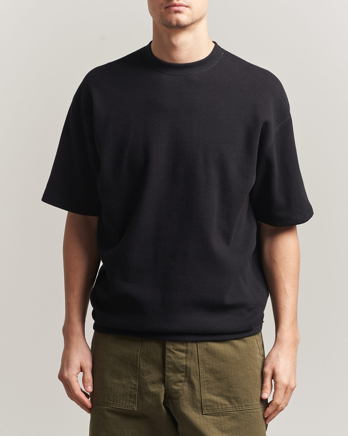 Uomini | T-shirt | orSlow | Waffle Cotton T-Shirt Black