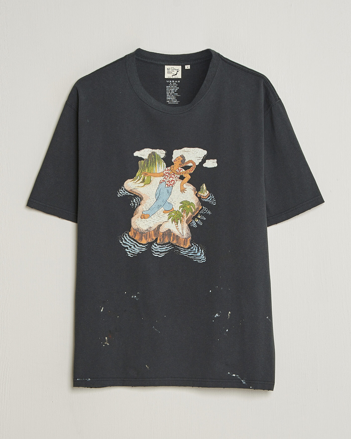 Uomini | T-shirt | orSlow | Vintage Hawaiian Print T-Shirt Black