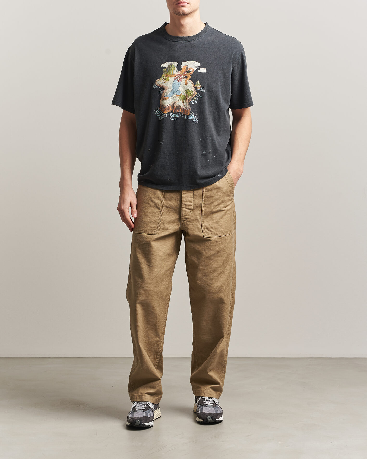 Uomini | T-shirt | orSlow | Vintage Hawaiian Print T-Shirt Black