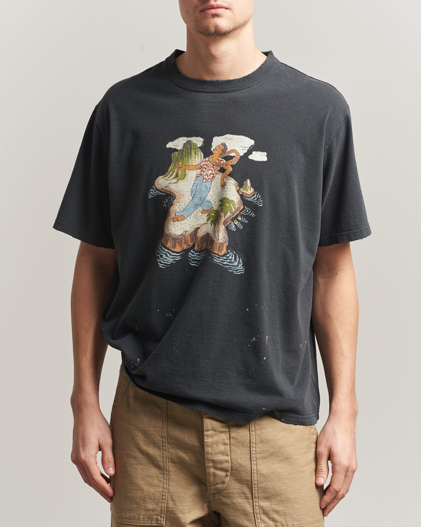 Uomini | T-shirt | orSlow | Vintage Hawaiian Print T-Shirt Black