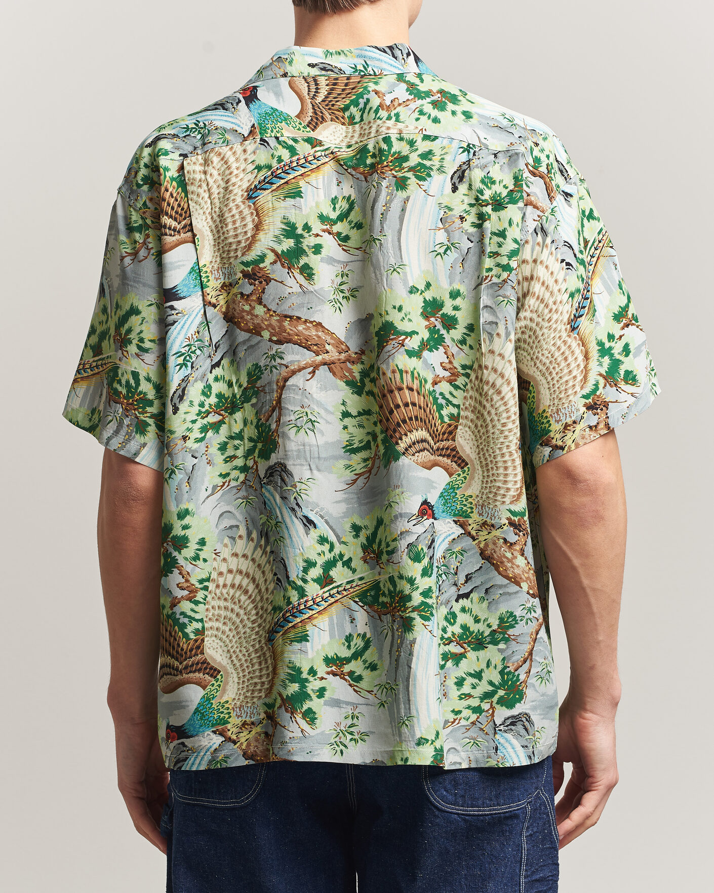 Uomini | Camicie | orSlow | Peacock Garden Hawaiian Shirt Green