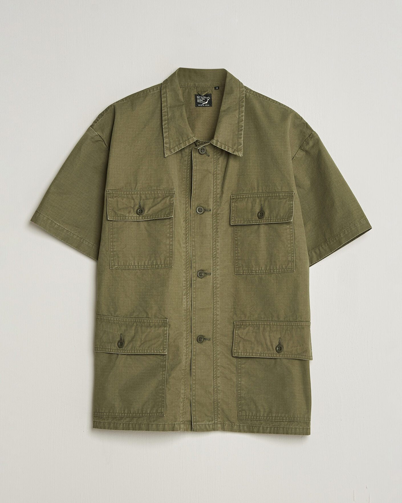 Uomini | Camicie | orSlow | Short Sleeve Utility Shirt Army Green