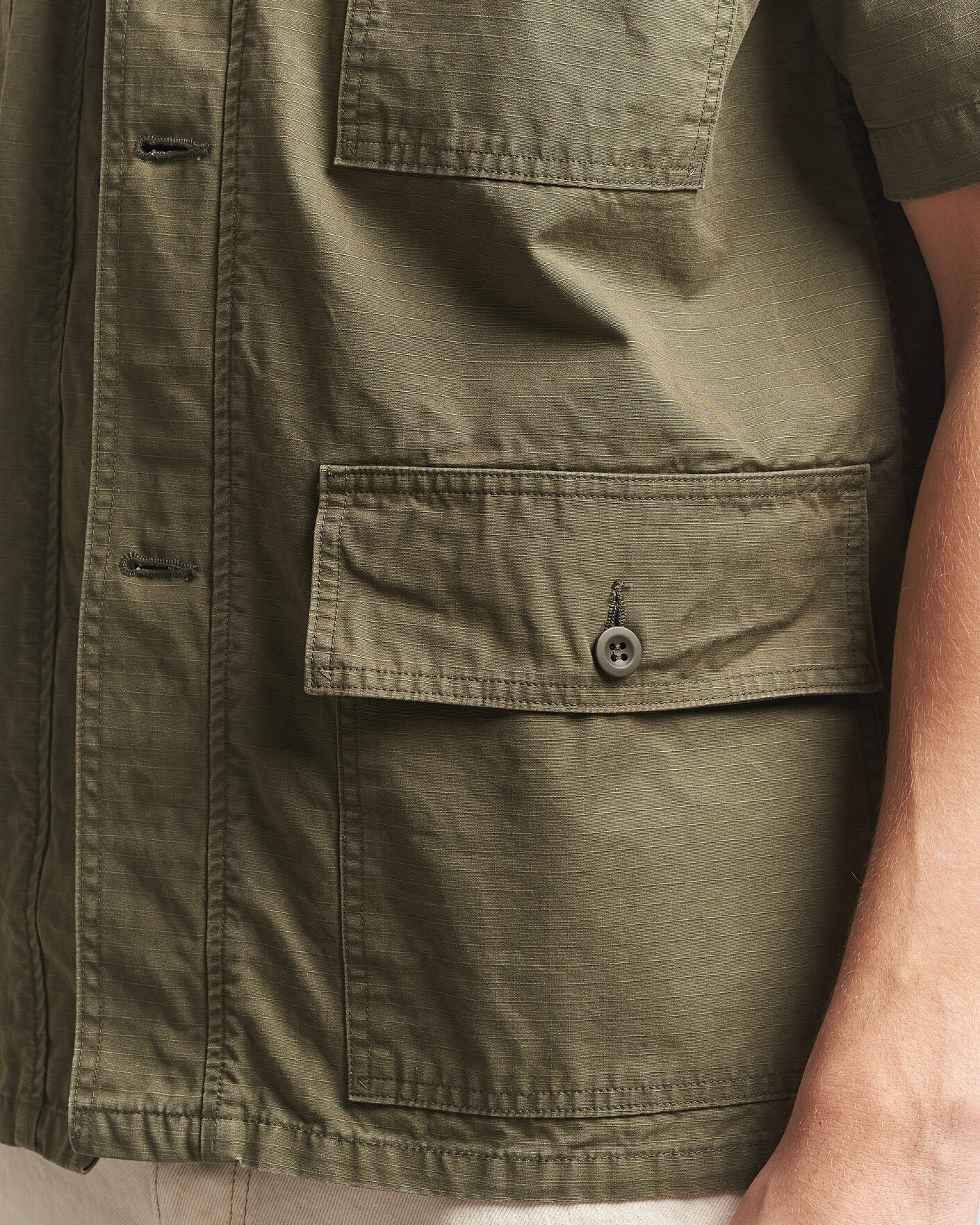 Uomini | Camicie | orSlow | Short Sleeve Utility Shirt Army Green