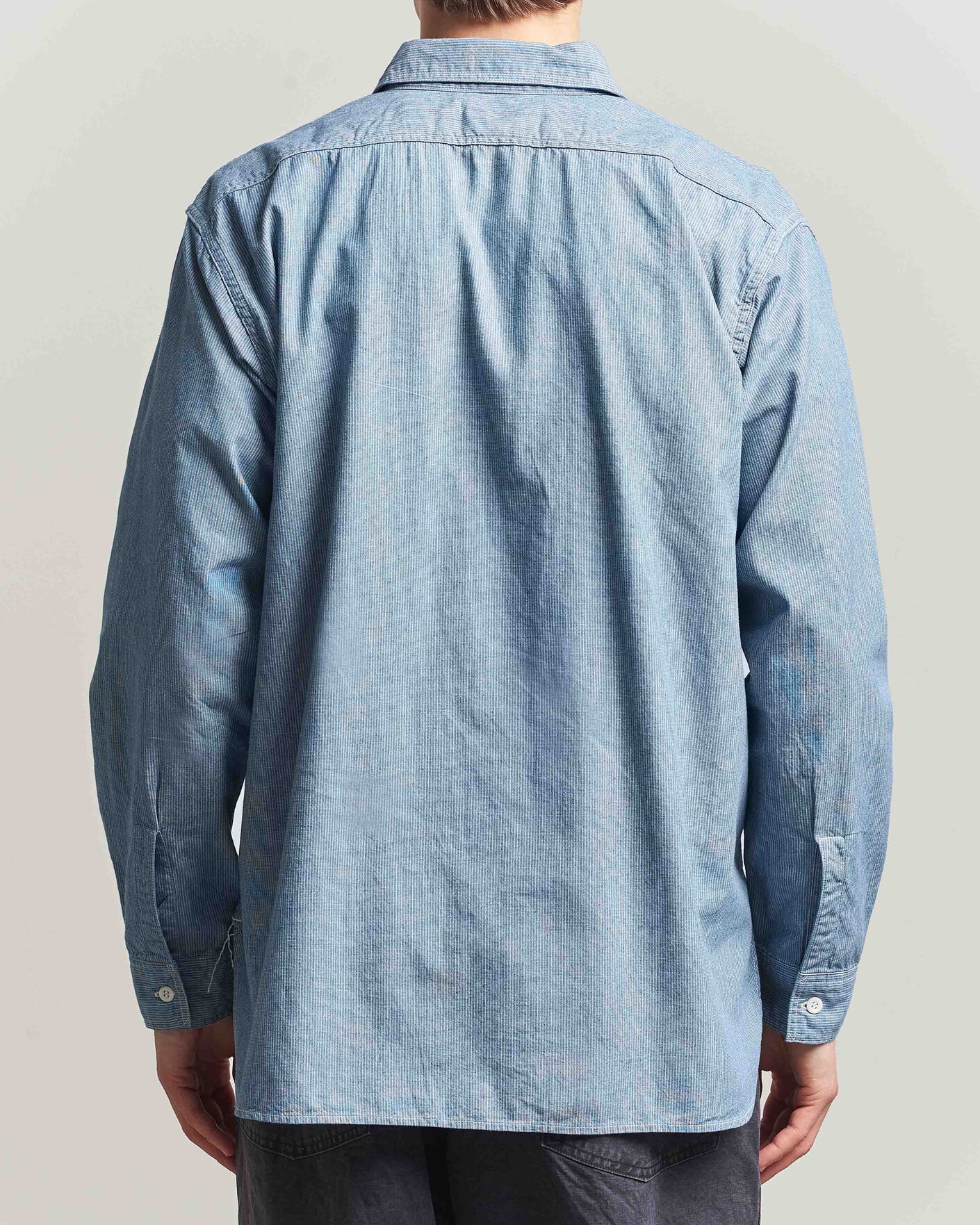Uomini | Camicie | orSlow | Relax Fit Chambray Work Shirt Hickory Stirpe