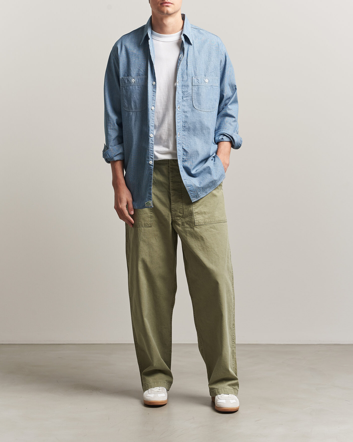Uomini | Pantaloni | orSlow | Summer Fatigue Pants Washed Army Green