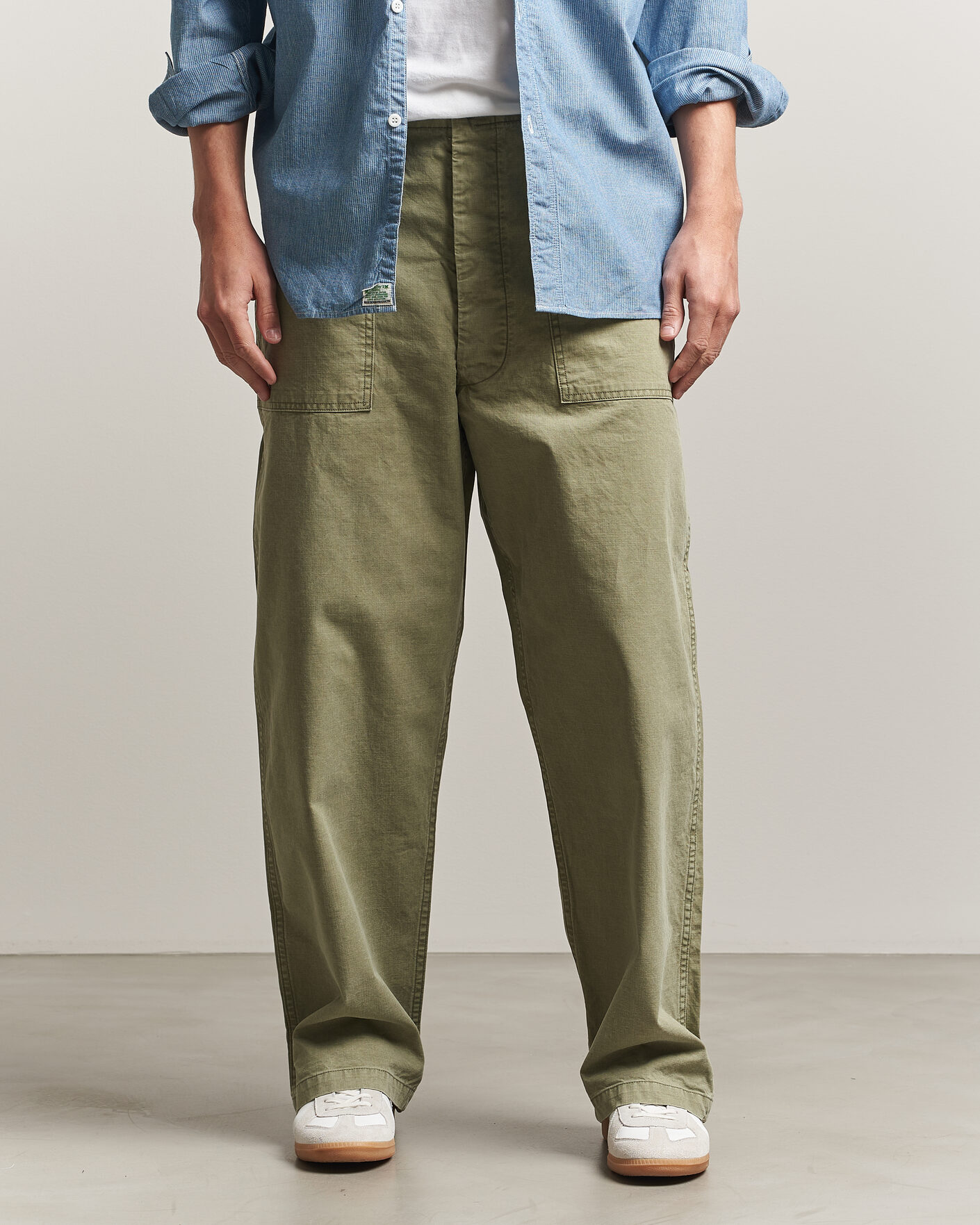 Uomini | Pantaloni | orSlow | Summer Fatigue Pants Washed Army Green