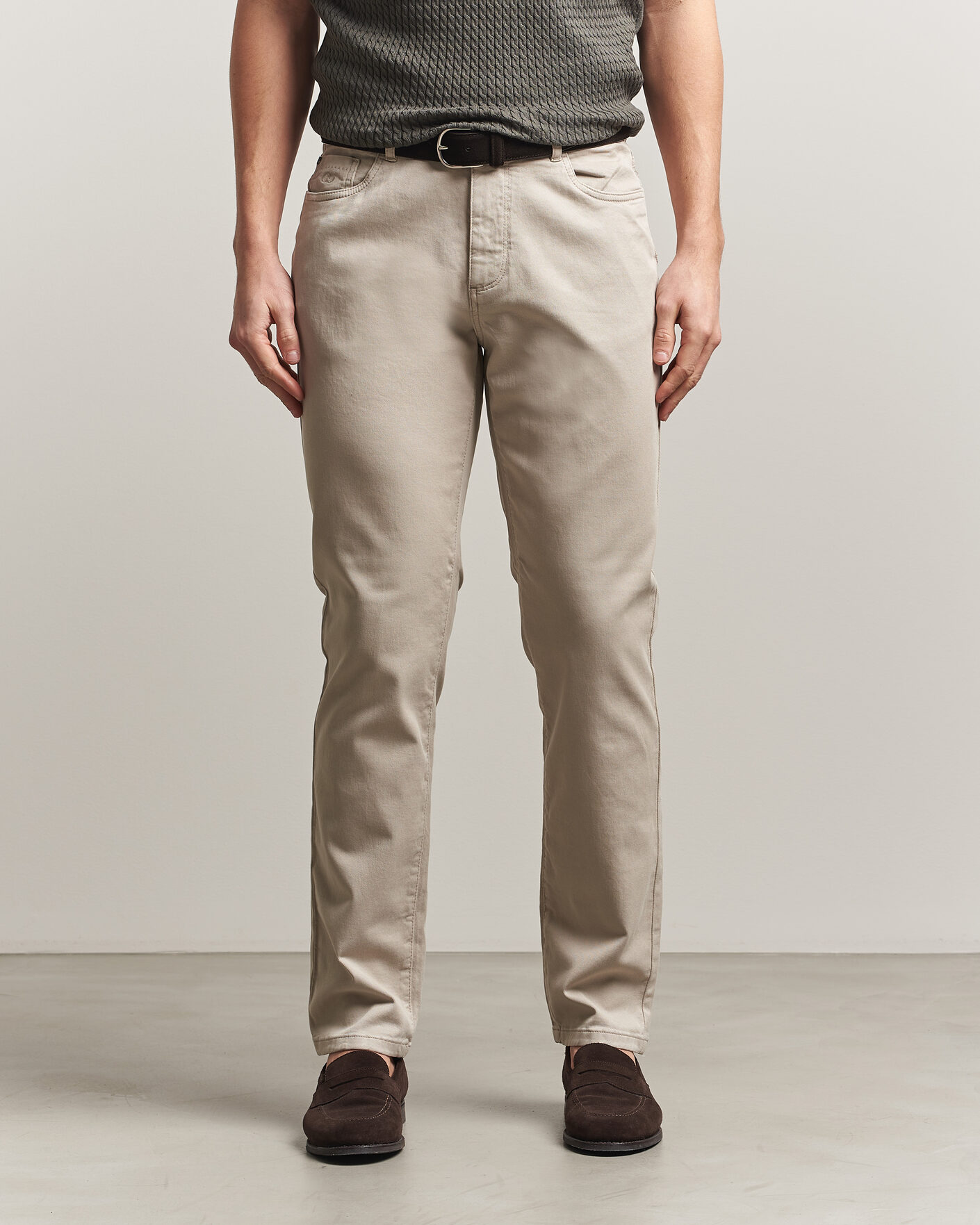 Uomini | Pantaloni | Oscar Jacobson | Slim Fit 5-Pocket Chino  Beige