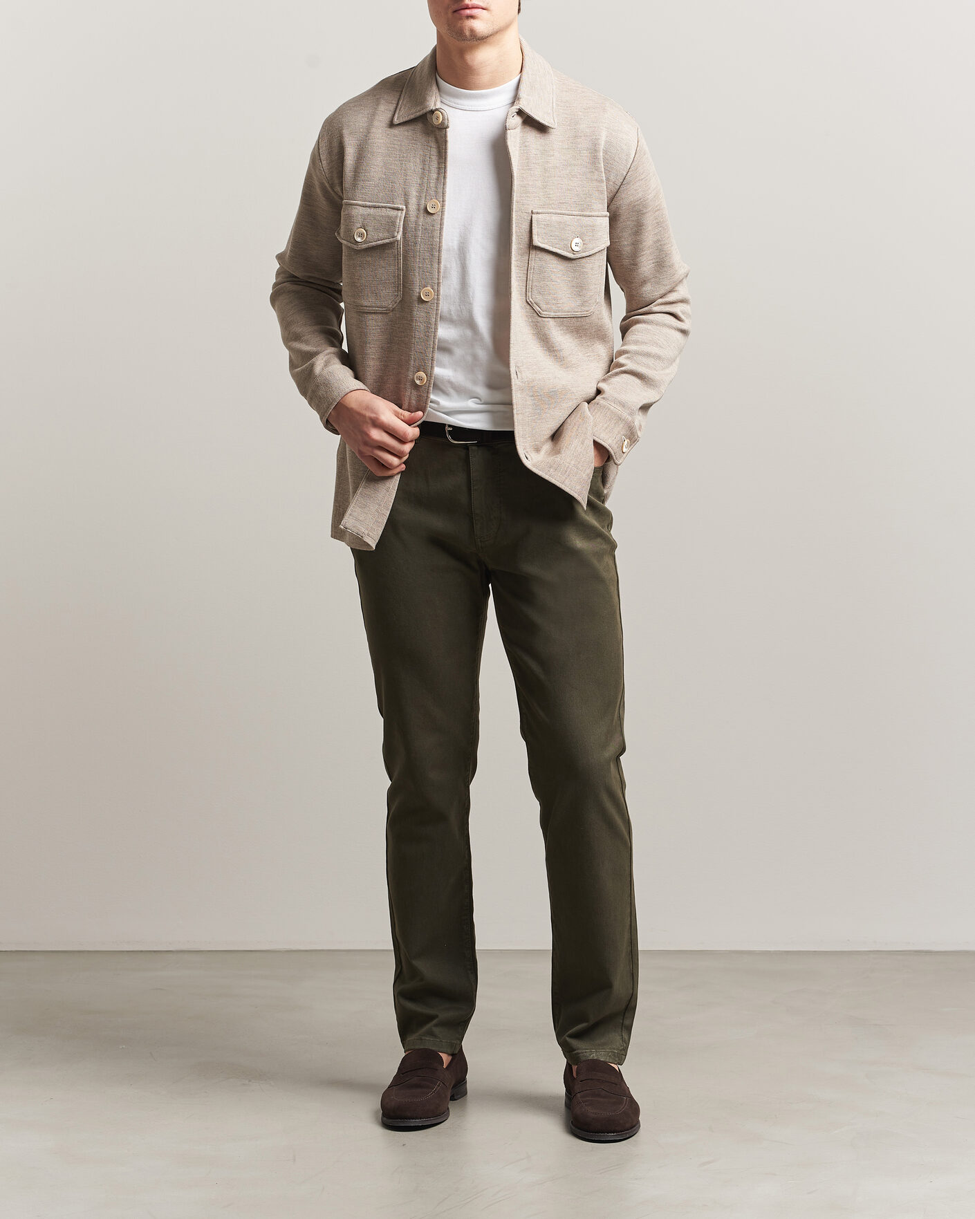 Uomini | Pantaloni | Oscar Jacobson | Slim Fit 5-Pocket Chino Olive