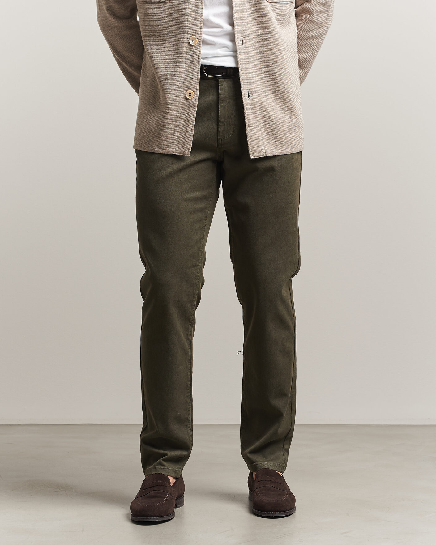 Uomini | Pantaloni | Oscar Jacobson | Slim Fit 5-Pocket Chino Olive