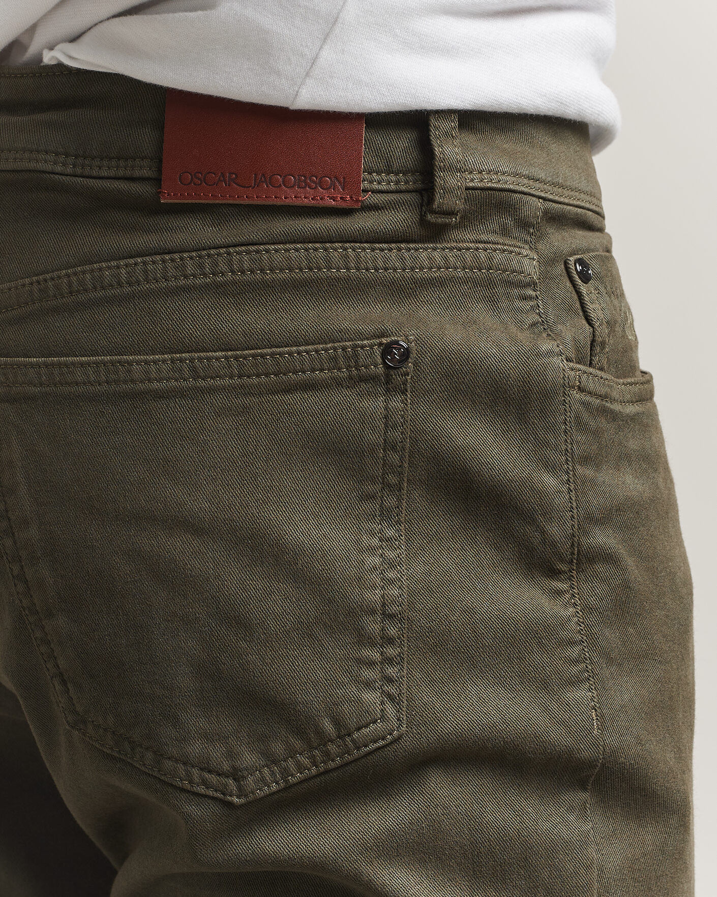 Uomini | Pantaloni | Oscar Jacobson | Slim Fit 5-Pocket Chino  Olive