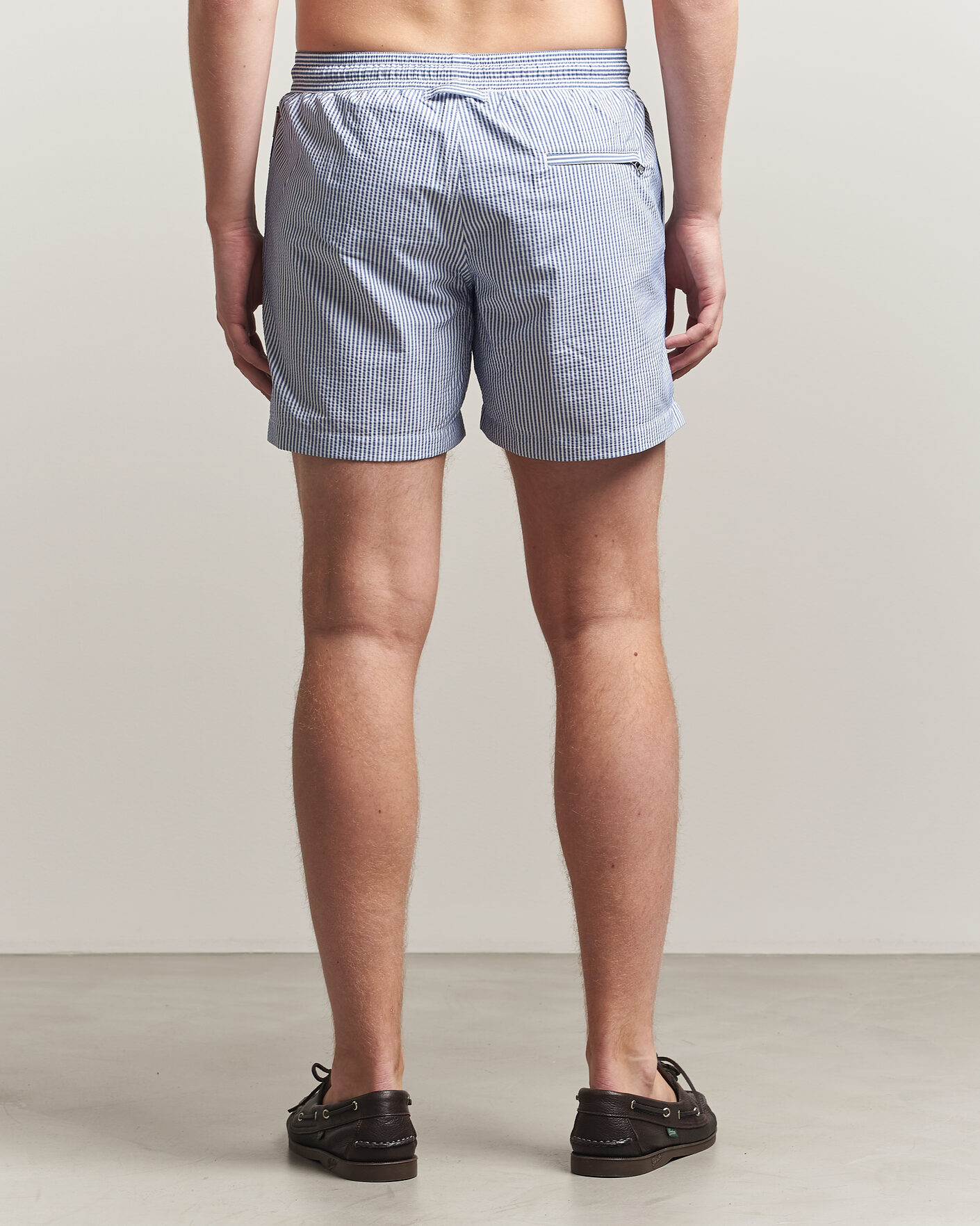 Uomini | Costumi da bagno | Orlebar Brown | Boxer Seersucker Drawstring Swim Shorts Nova Blue
