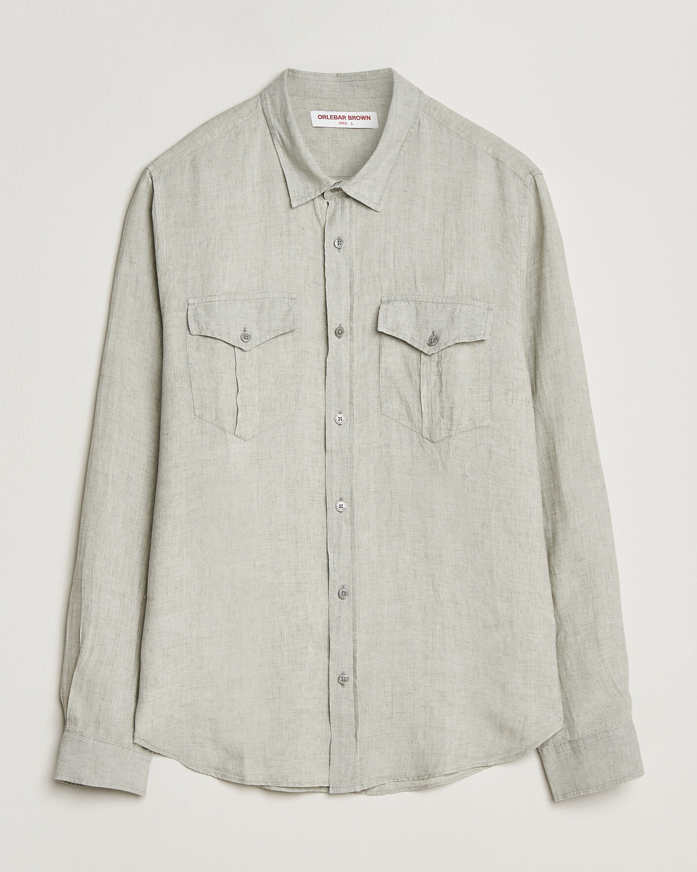 Uomini | Camicie | Orlebar Brown | Coleburn Linen Shirt Cliff Grey