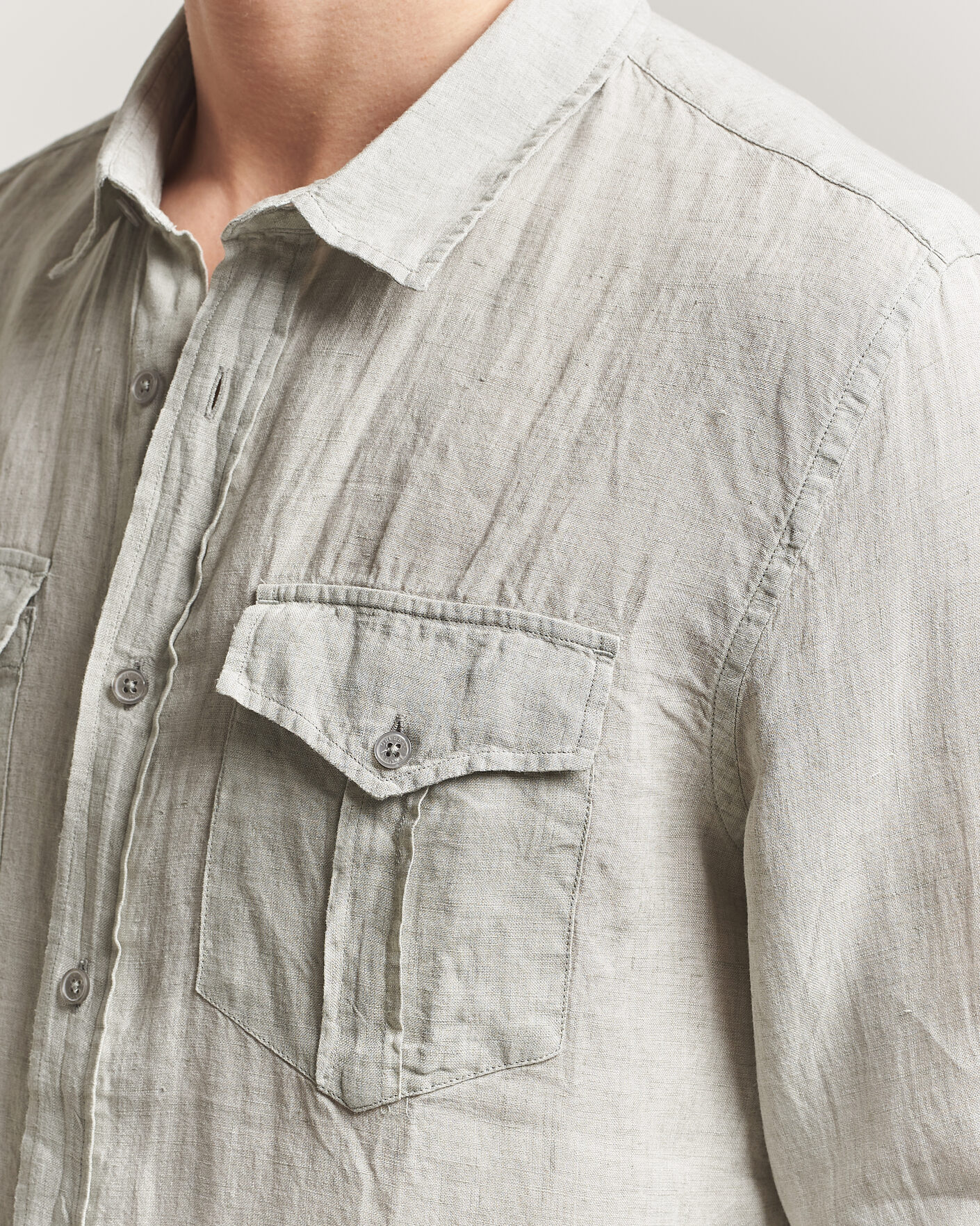 Uomini | Camicie | Orlebar Brown | Coleburn Linen Shirt Cliff Grey