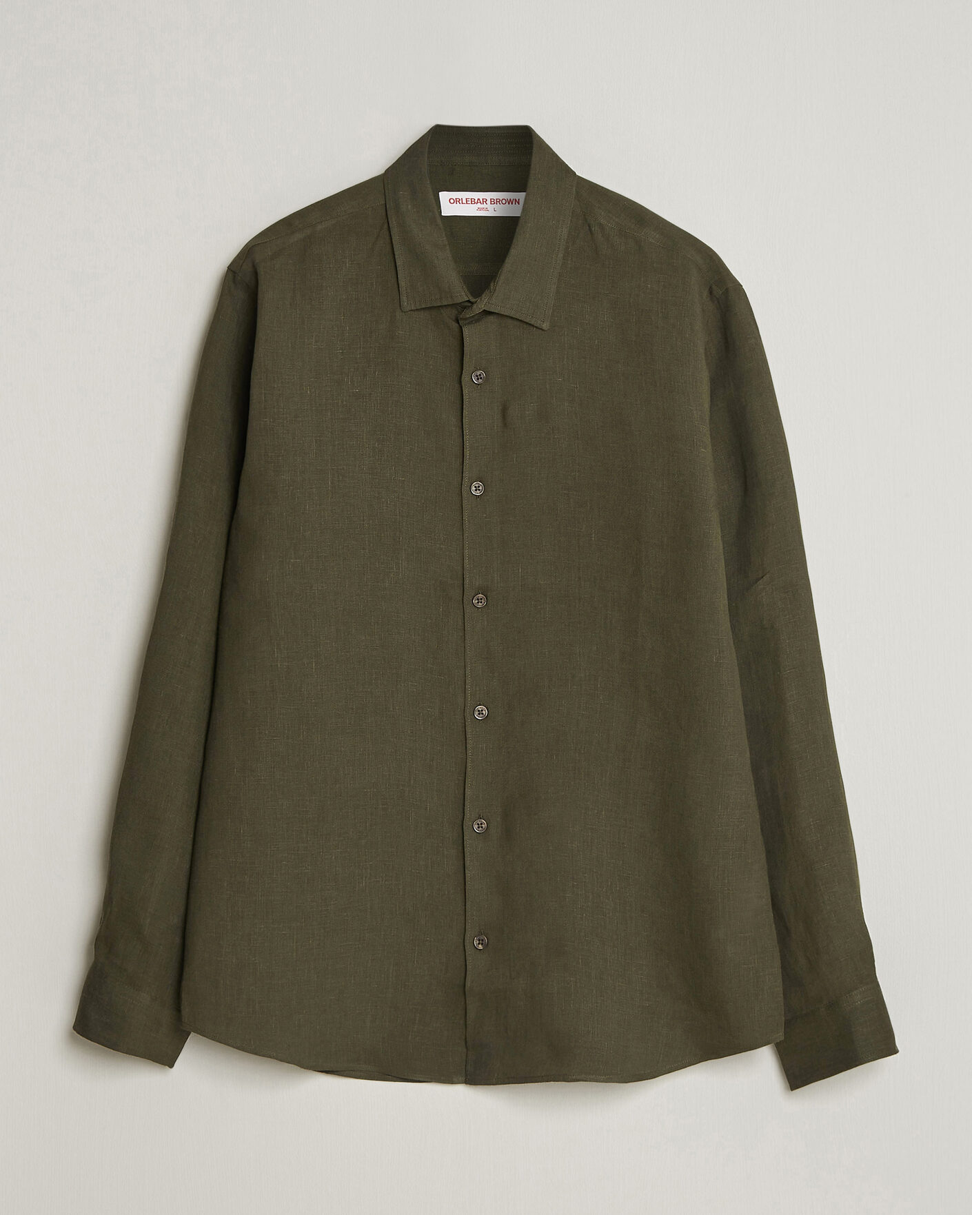Uomini | Camicie | Orlebar Brown | Giles Linen Stiched Shirt Bayleaf Green