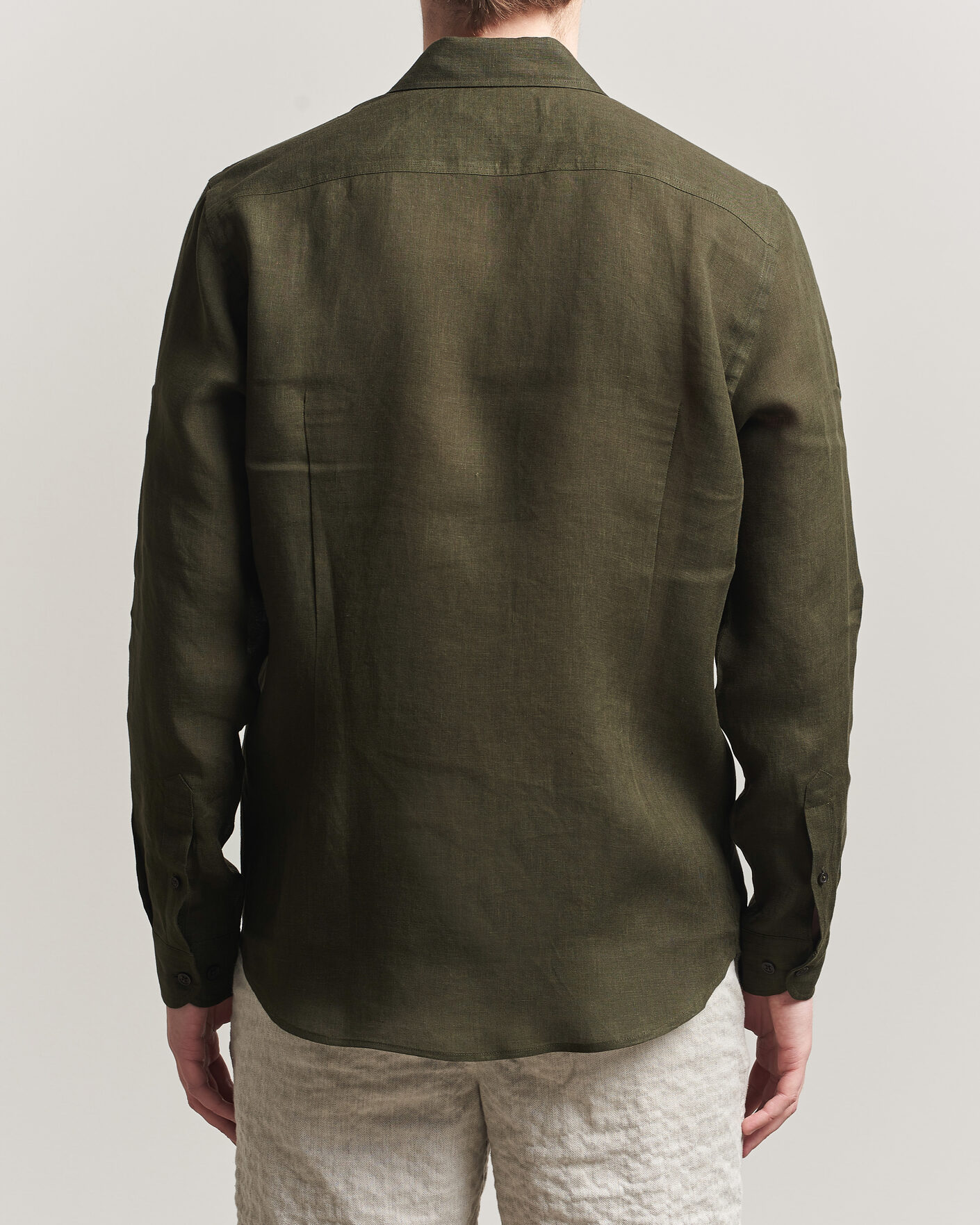 Uomini | Camicie | Orlebar Brown | Giles Linen Stiched Shirt Bayleaf Green