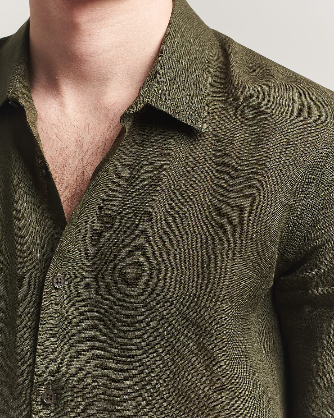 Uomini | Camicie | Orlebar Brown | Giles Linen Stiched Shirt Bayleaf Green