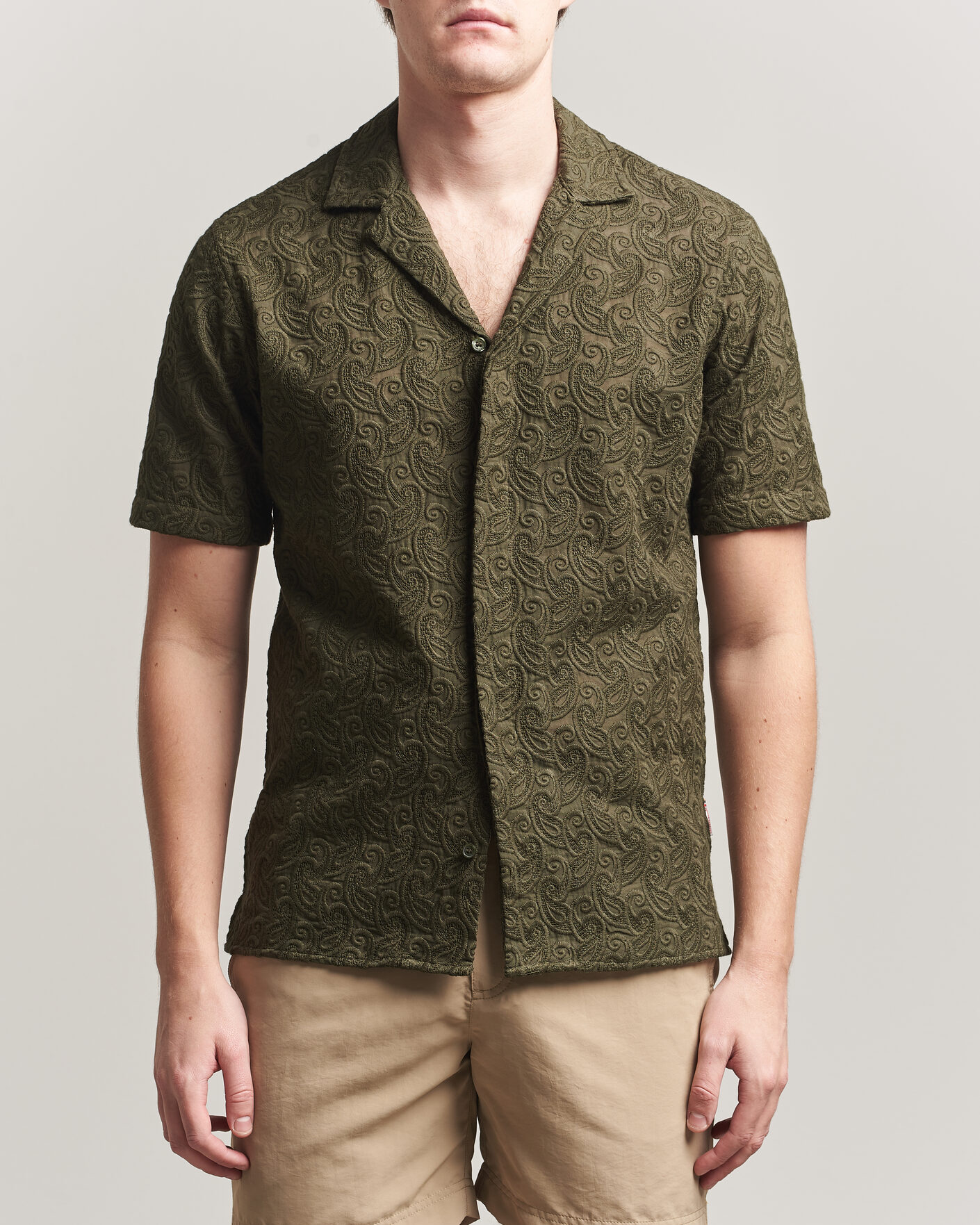 Uomini | Camicie | Orlebar Brown | Maitan Brodery Shirt Bayleaf Green