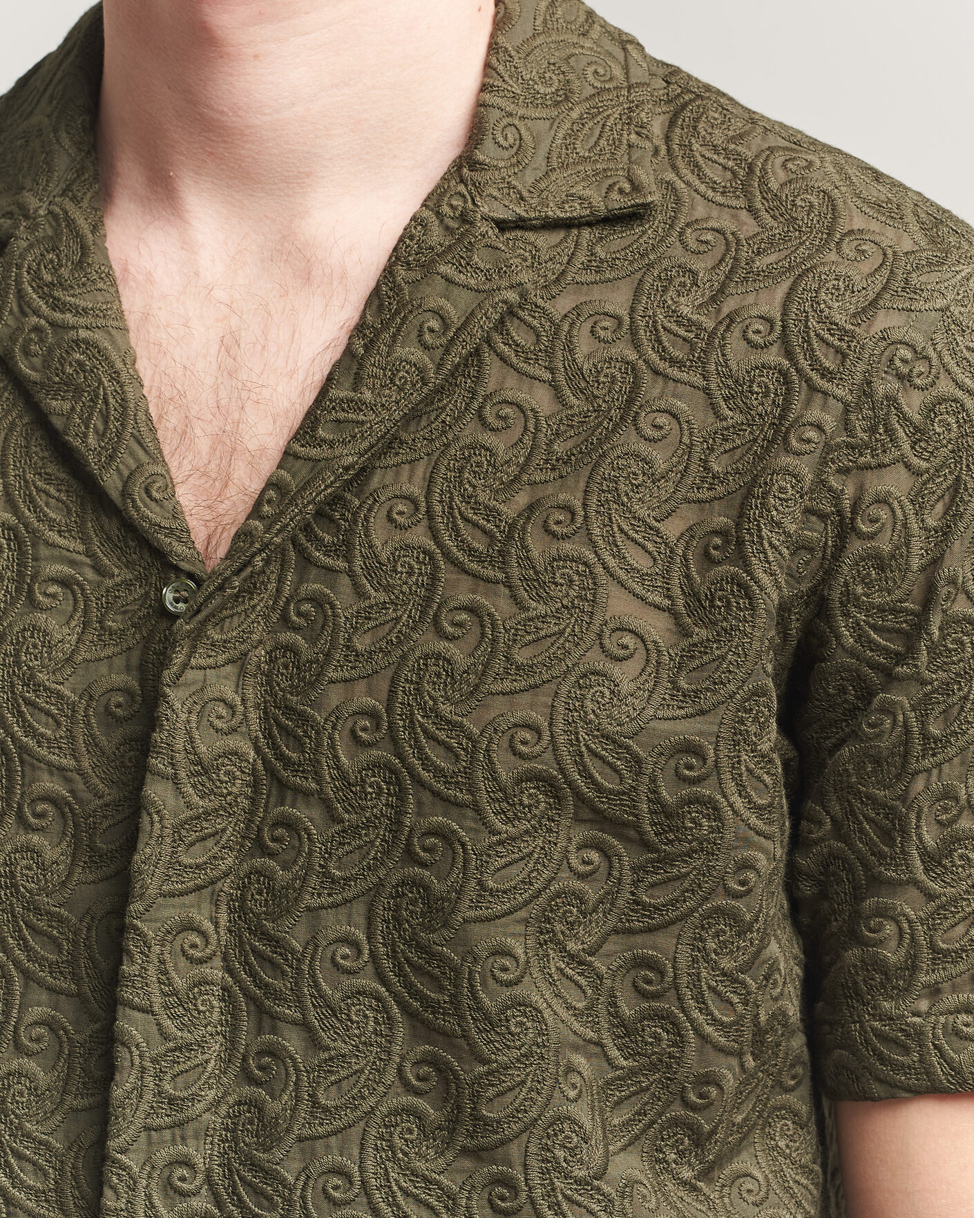 Uomini | Camicie | Orlebar Brown | Maitan Brodery Shirt Bayleaf Green