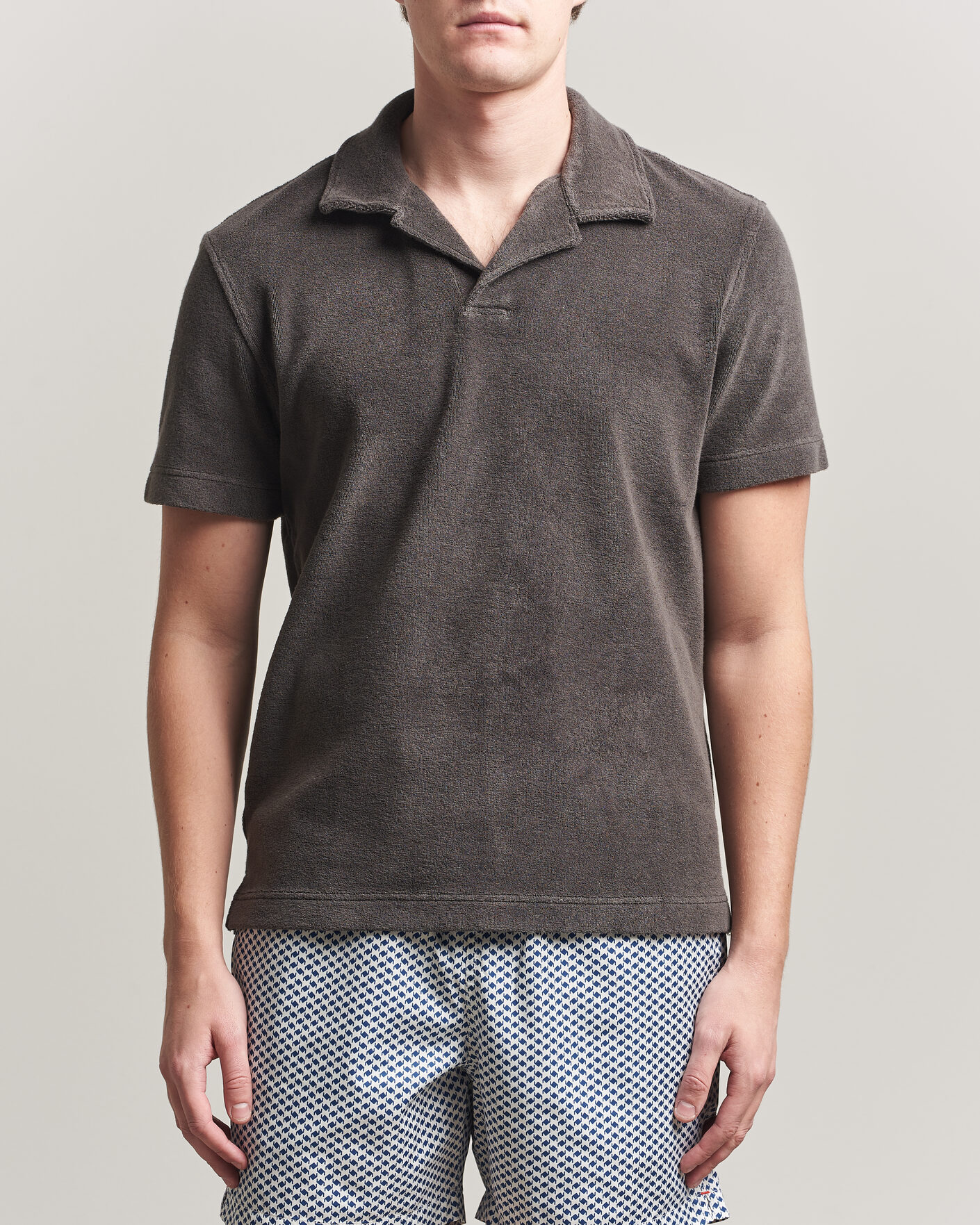 Uomini | Polo | Orlebar Brown | Terry Resort Polo Elephant Grey