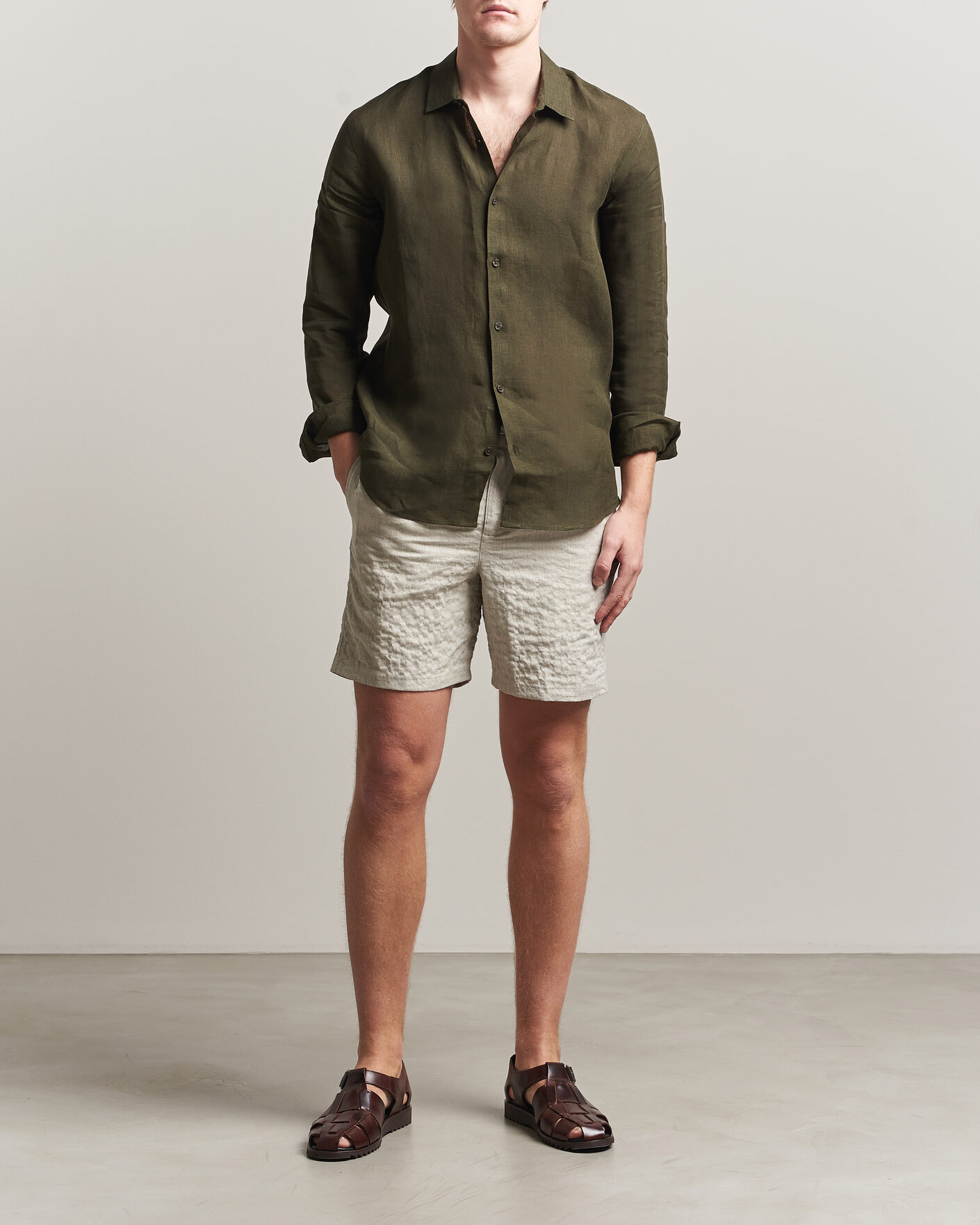 Uomini | Pantaloncini | Orlebar Brown | Alex Sereno Herringbone Shorts Light Dijon