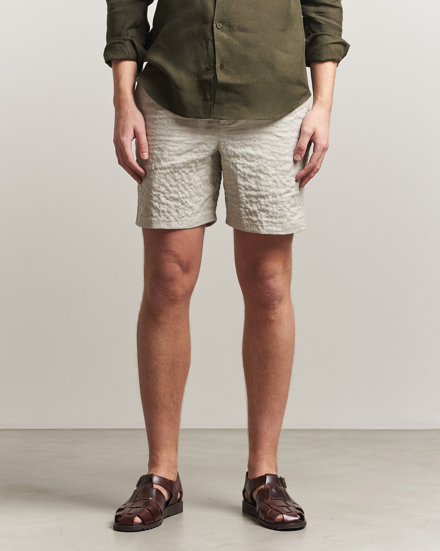Uomini | Pantaloncini | Orlebar Brown | Alex Sereno Herringbone Shorts Light Dijon