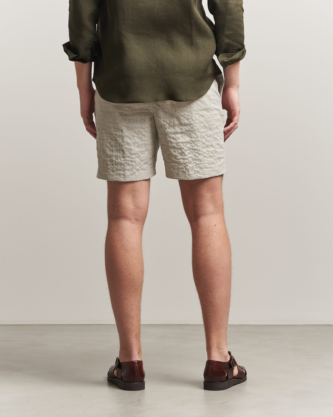 Uomini | Pantaloncini | Orlebar Brown | Alex Sereno Herringbone Shorts Light Dijon