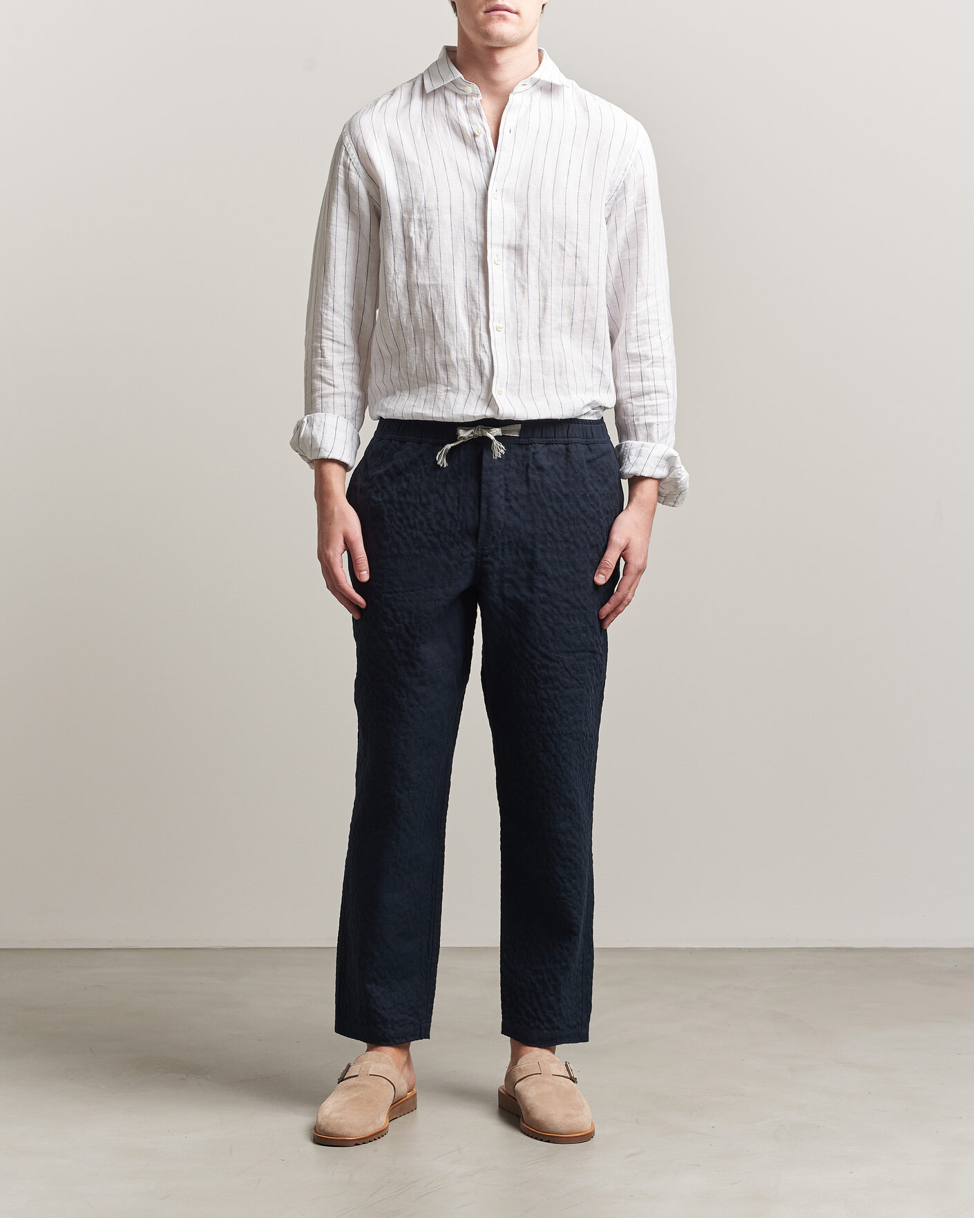 Uomini | Pantaloni | Orlebar Brown | Sonoran Sereno Herringbone Trousers Night Iris