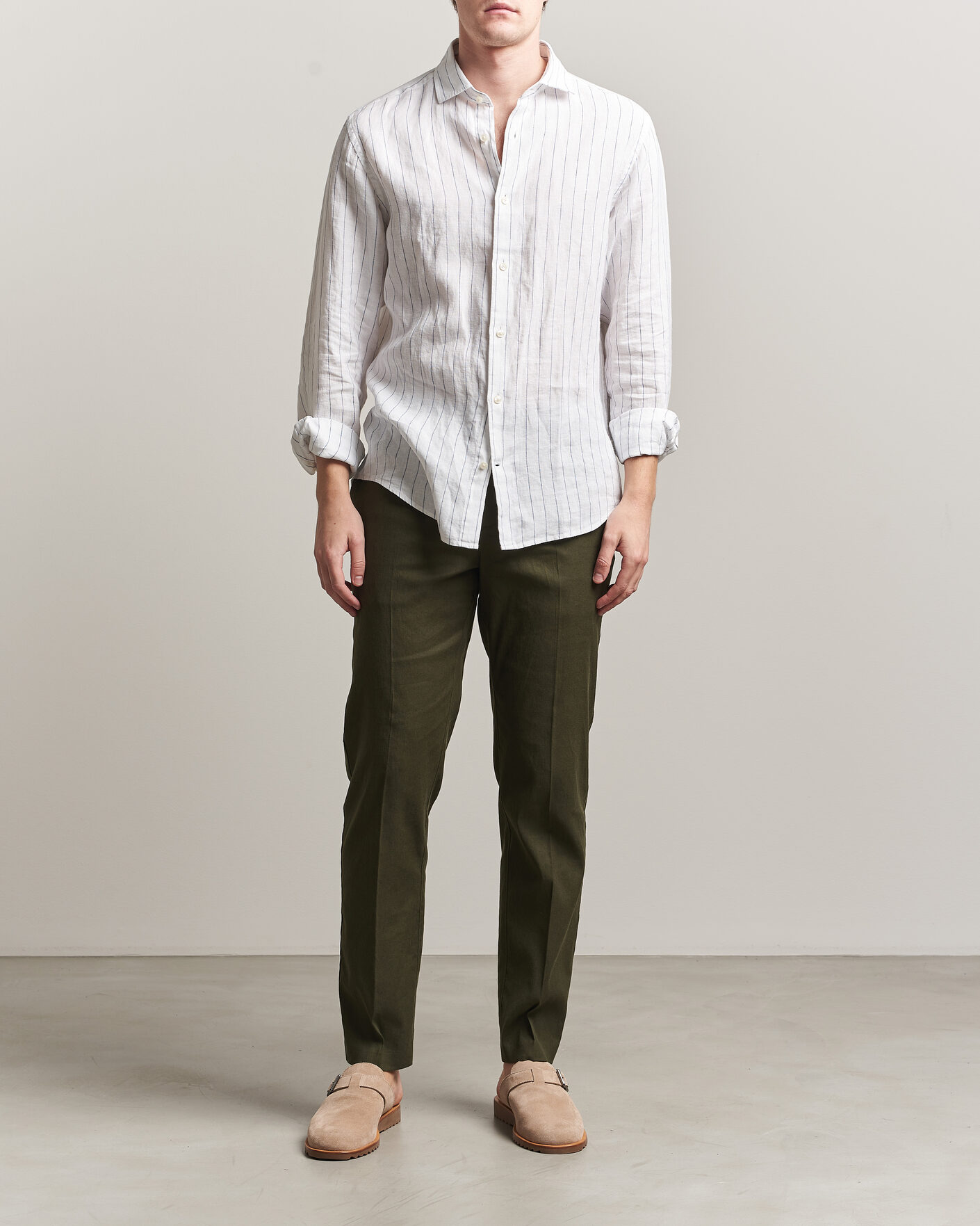 Uomini | Pantaloni | Orlebar Brown | Ray Linen Pants Bayleaf Green