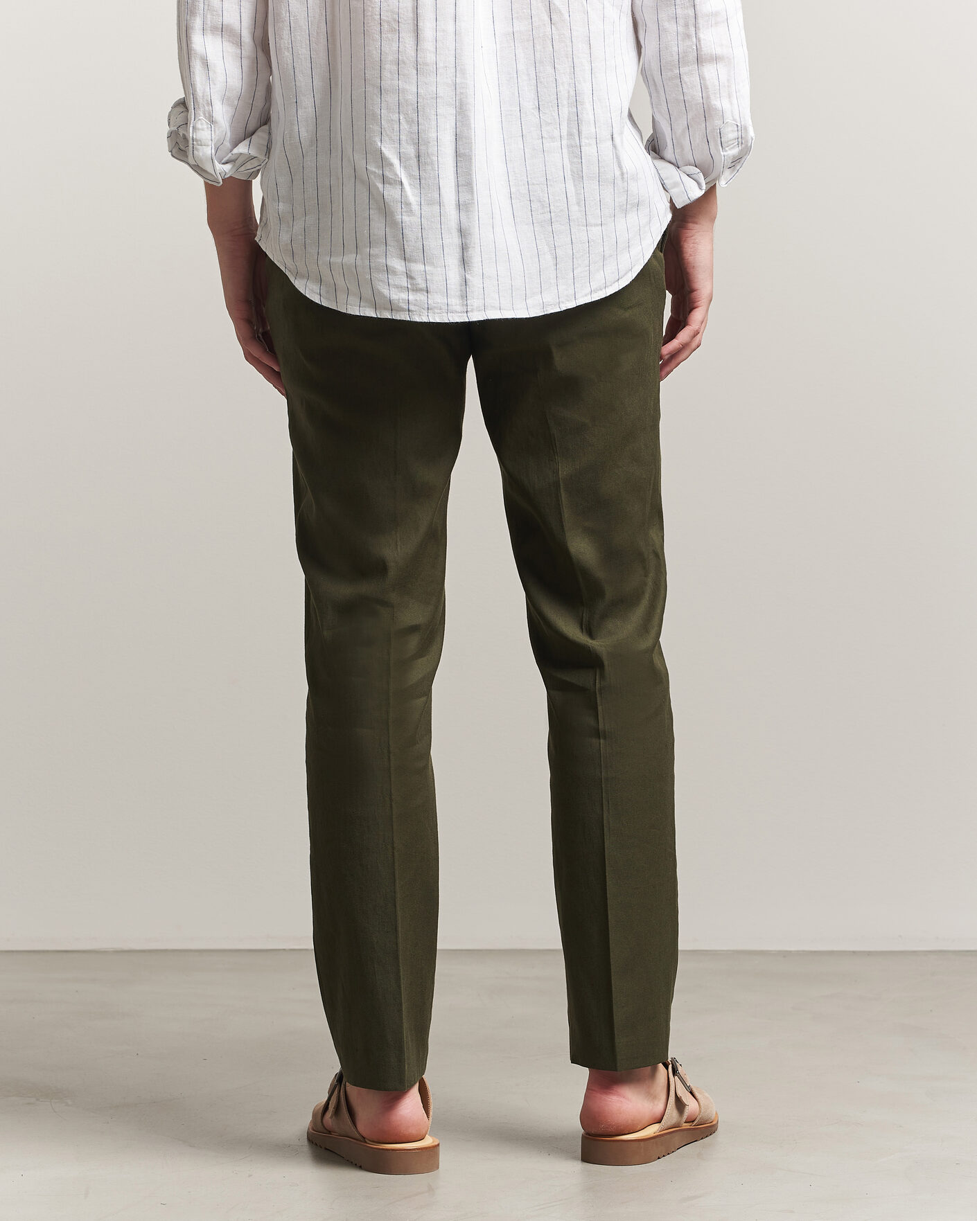 Uomini | Pantaloni | Orlebar Brown | Ray Linen Pants Bayleaf Green