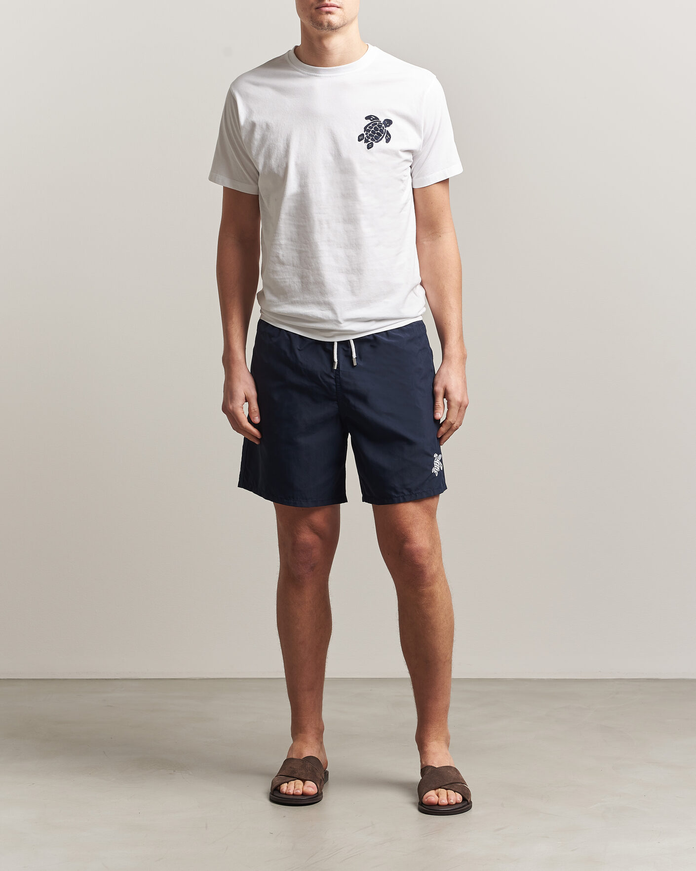 Uomini | T-shirt | Vilebrequin | Embroidered Crew Neck T-Shirt Blanc