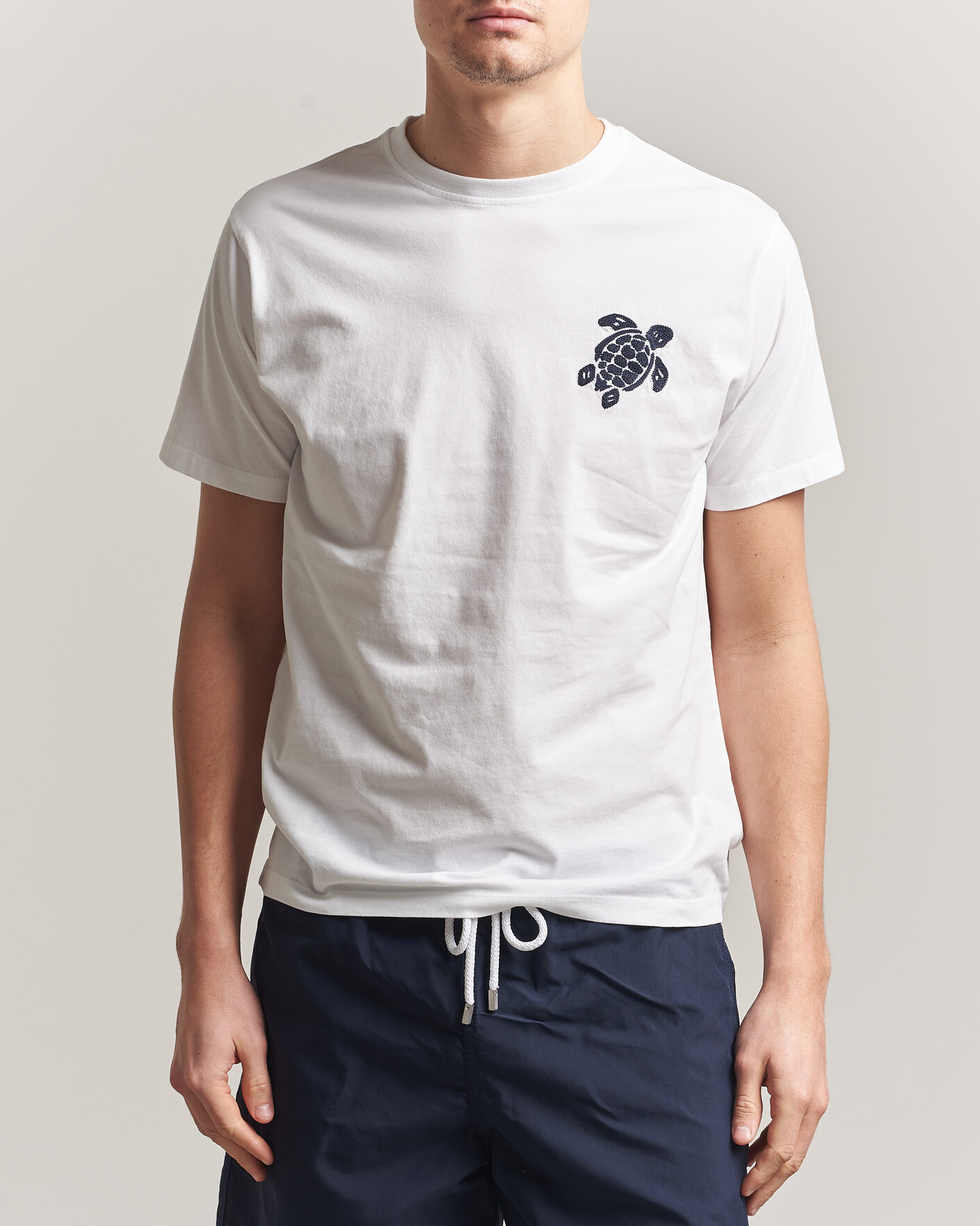 Uomini | T-shirt | Vilebrequin | Embroidered Crew Neck T-Shirt Blanc
