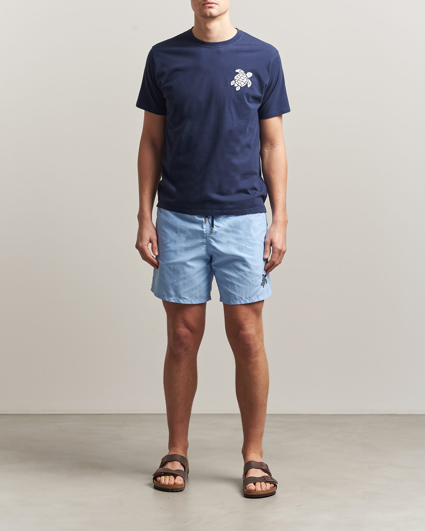 Uomini | T-shirt | Vilebrequin | Embroidered Crew Neck T-Shirt Bleu Marine