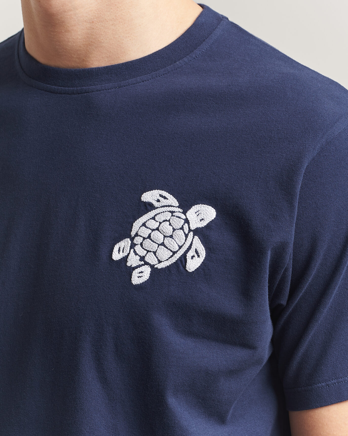 Uomini | T-shirt | Vilebrequin | Embroidered Crew Neck T-Shirt Bleu Marine
