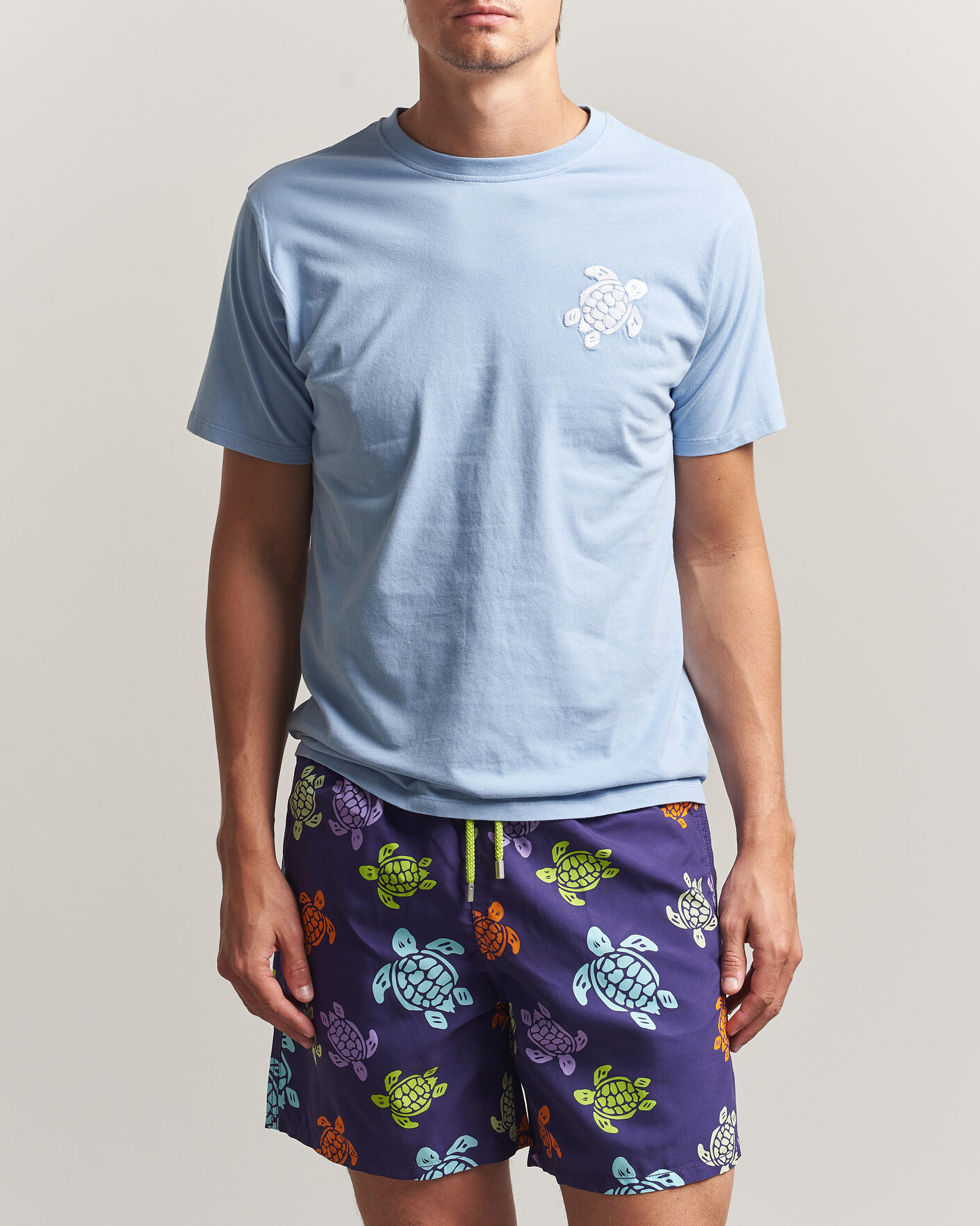 Uomini | T-shirt | Vilebrequin | Printed Crew Neck T-Shirt Cloudy Blue