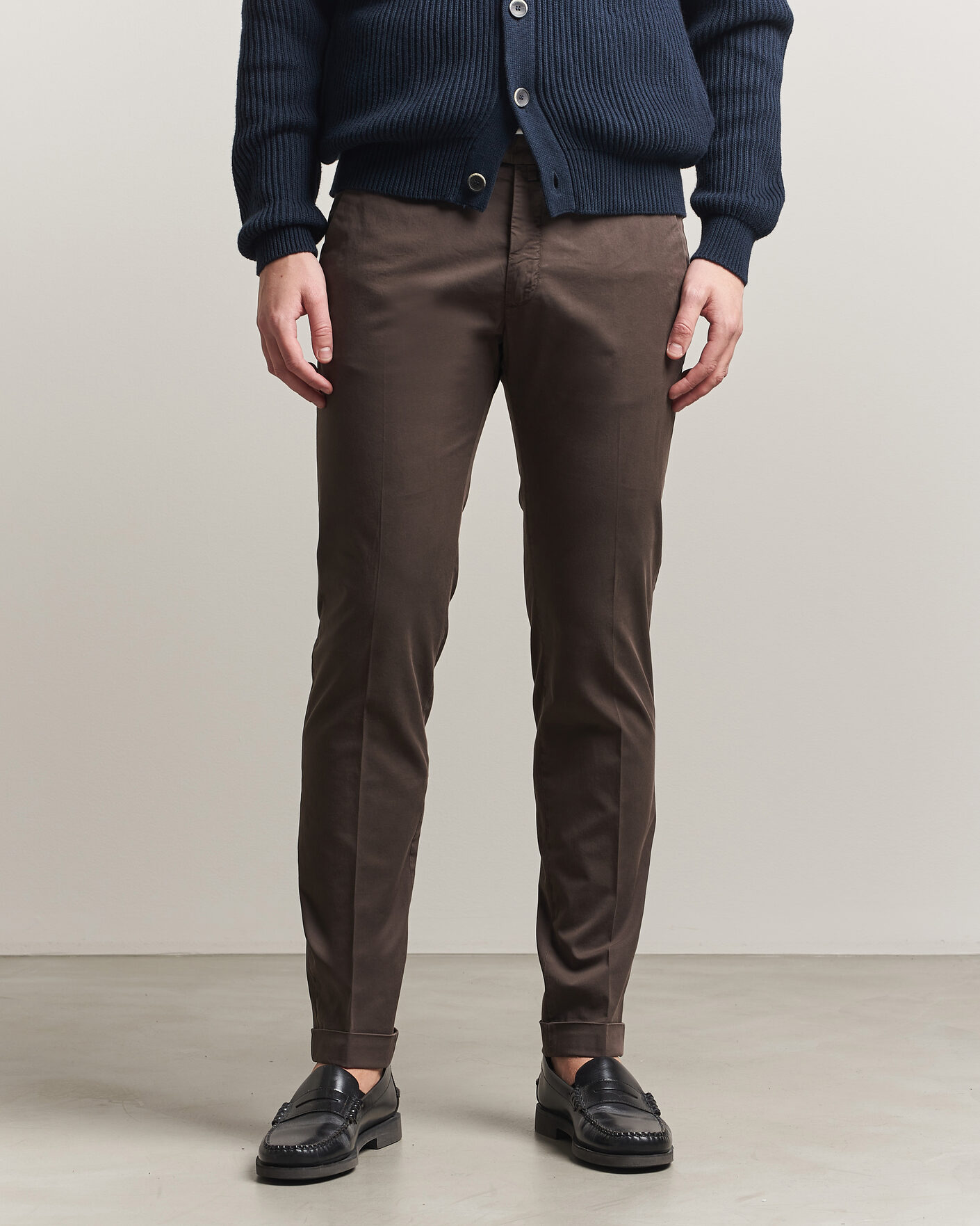 Uomini | Pantaloni | Briglia 1949 | Slim Fit Cotton Chinos Brown