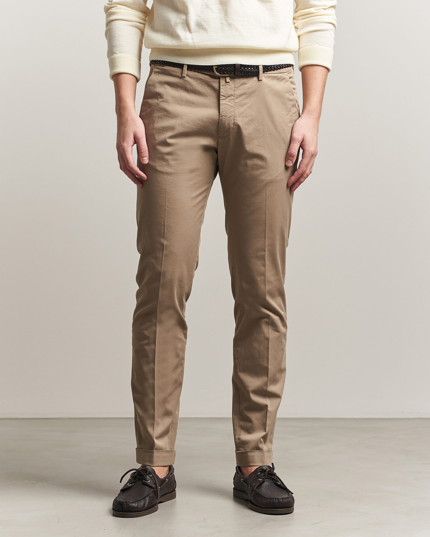 Uomini | Pantaloni | Briglia 1949 | Slim Fit Cotton Chinos Taupe