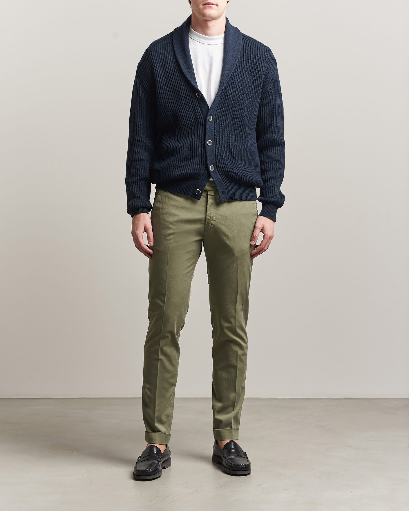 Uomini | Pantaloni | Briglia 1949 | Slim Fit Cotton Chinos Olive
